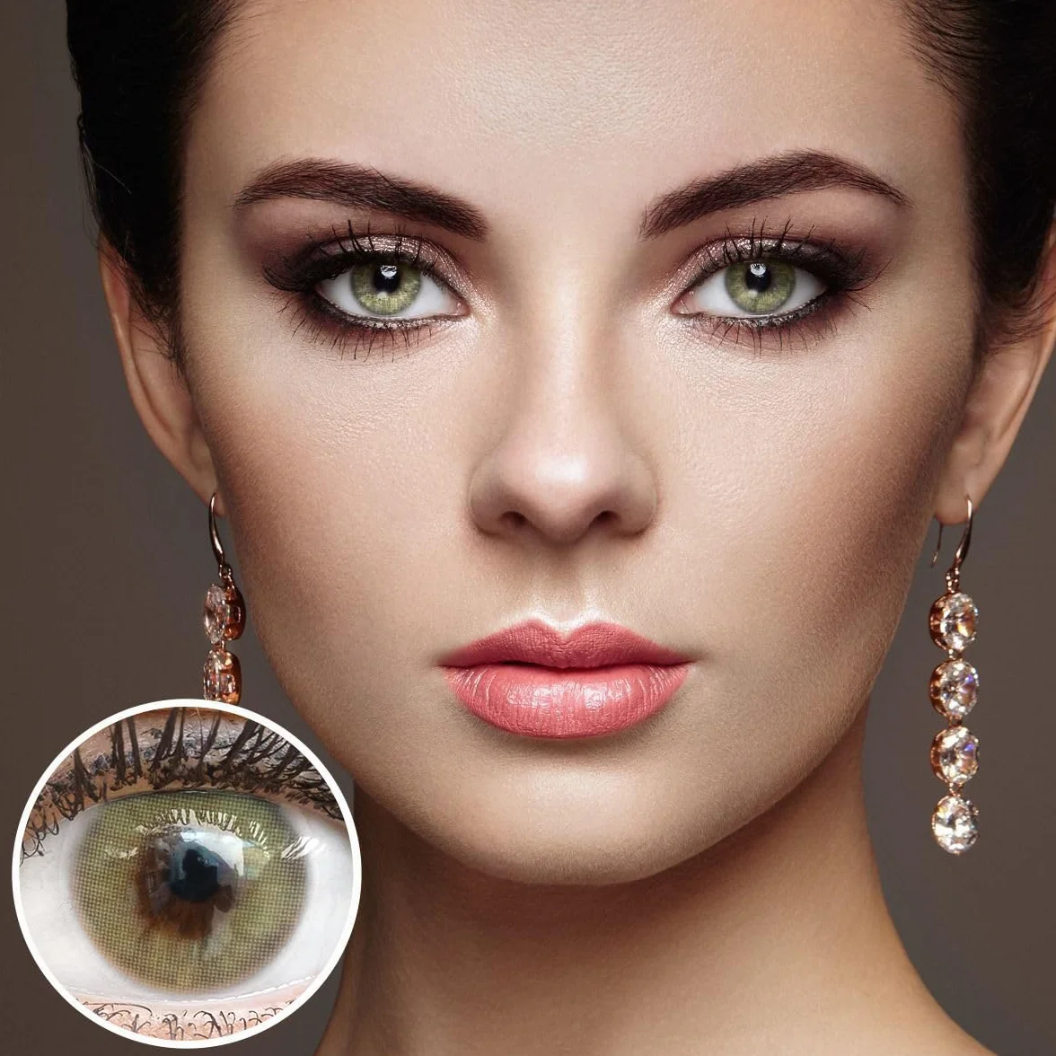 GLAMLENS Lenti a Contatto Colorate Verdi Light Green Mensili Silicone Idrogel 2 Pezzi DIA 14.0