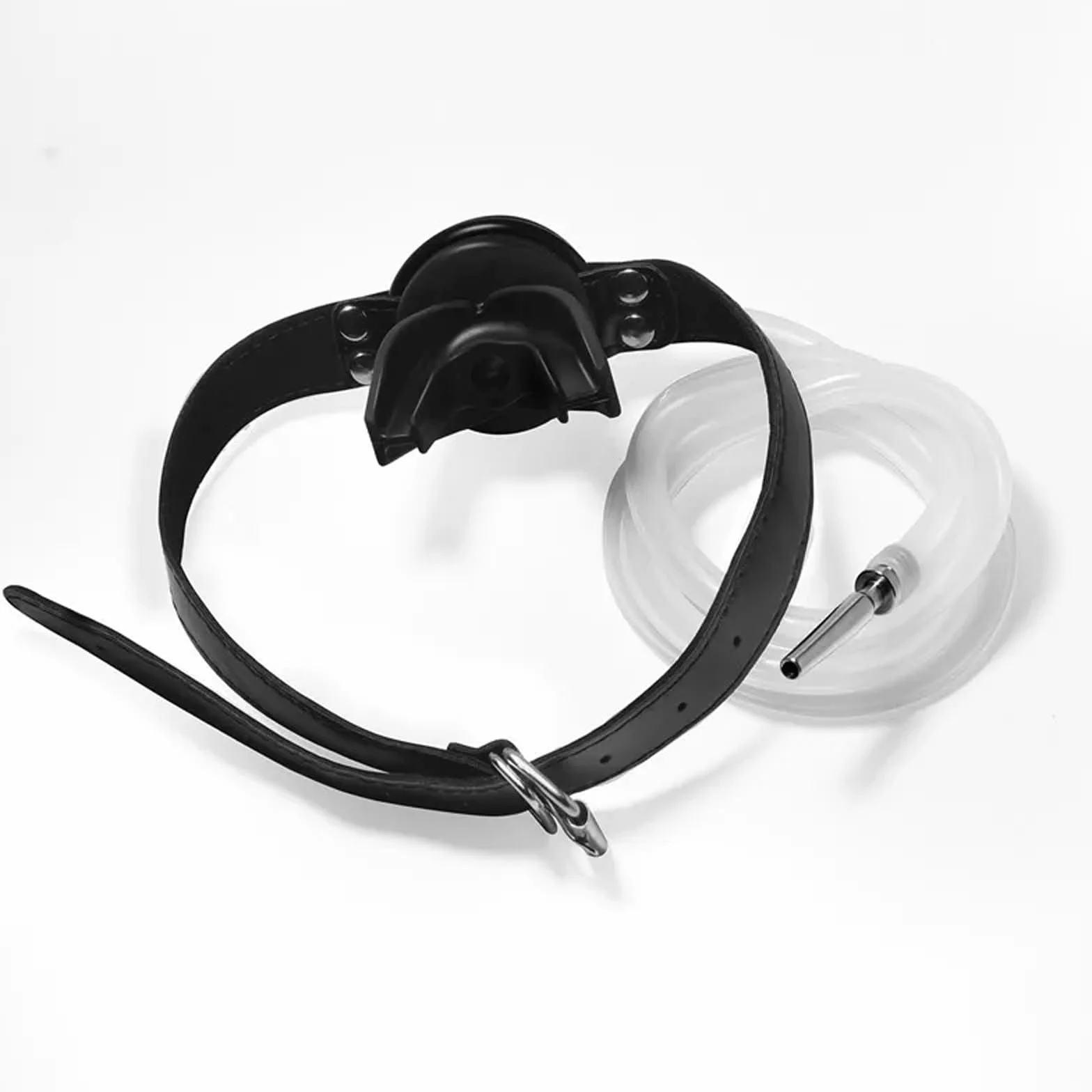 SM Bocca Plug Gag Maschera in Pelle con Dilatatore Pene Plug Piss Imbuto Bondage Sesso Orale Bocca Gag BDSM Giocattoli Erotici Sessuali for Donne Uomini Coppie(Schwarz)