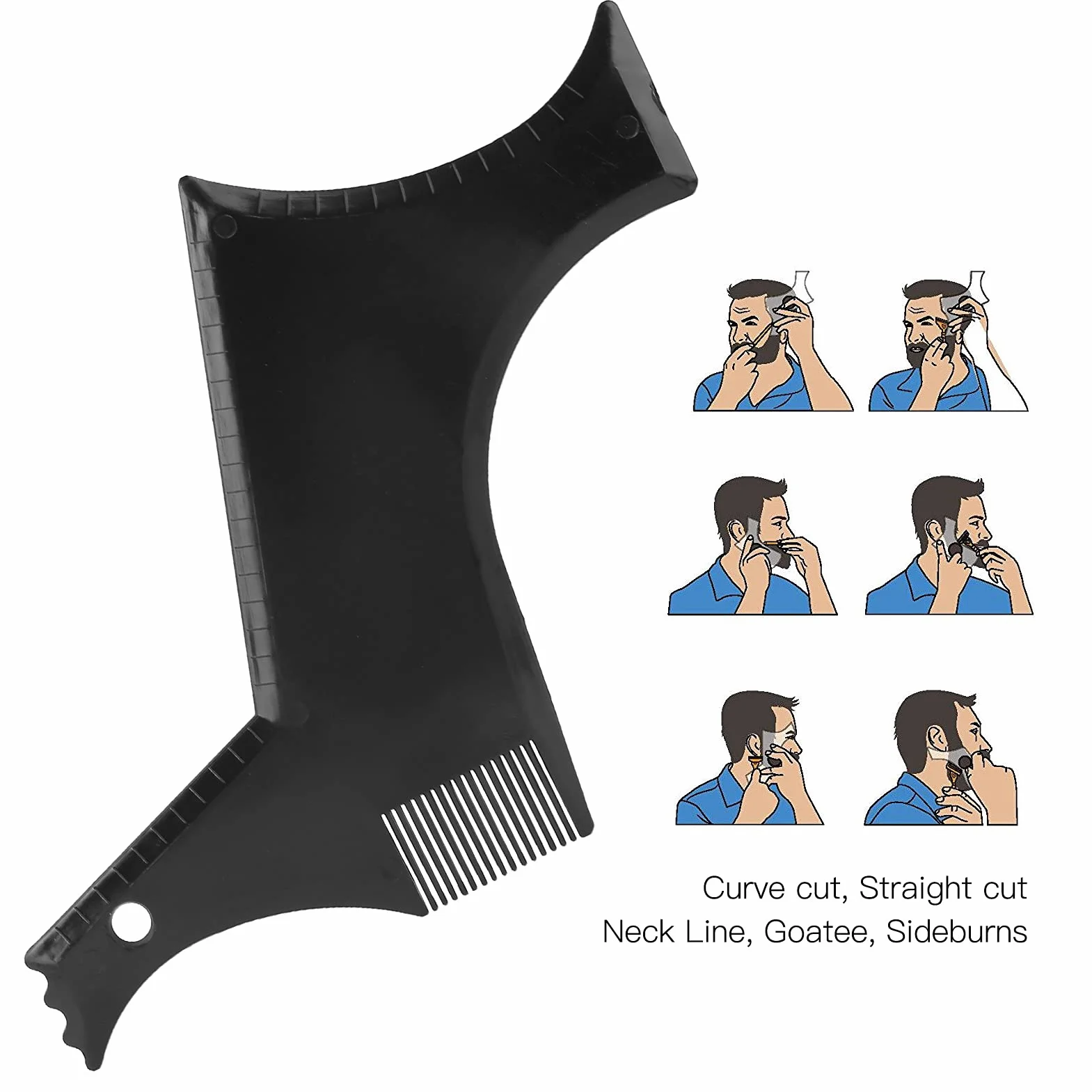 Strumenti per Modellare la Barba, Pettine Barba Uomo, Guida di Bellezza per Barba, Pratico Modello in Plastica per Taglio Perfetto e Rifinitura della Barba, Leggero e Portatile