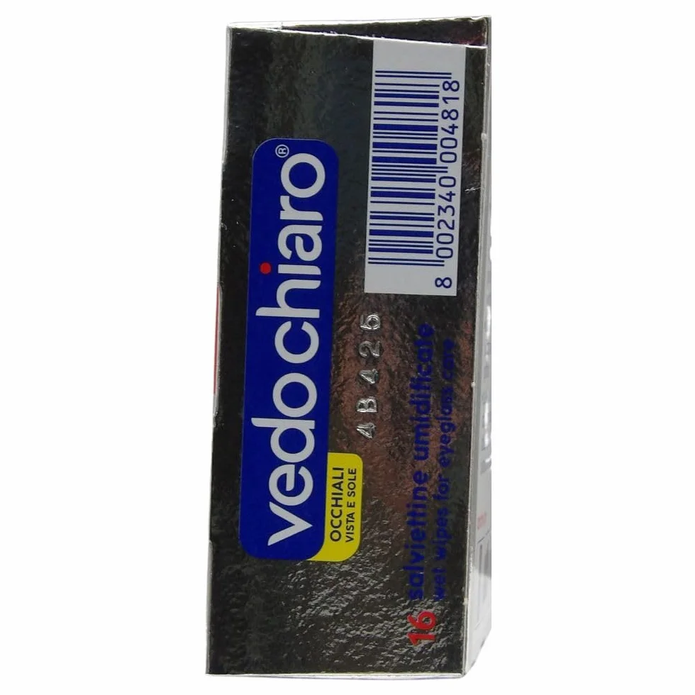 Vedo Chiaro 16 Salviettine Umidificate Monouso Studiate per la Pulizia delle Lenti degli Occhiali, da Vista e da Sole, degli Smartphone, dei Tablet e PC Portatili etc (2 CF da 16)