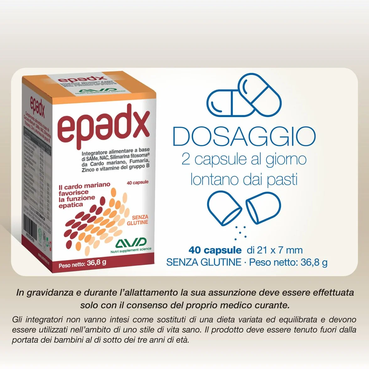 Epadx AVD REFORM supporto epatico con SAMe NAC e Silimarina Fitosoma 40 capsule
