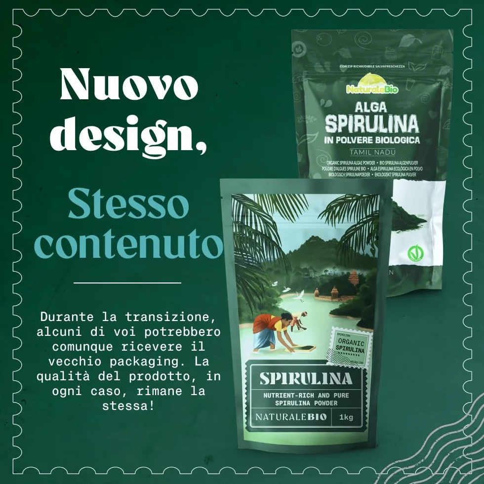 NaturaleBio Alga Spirulina Biologica in Polvere 200g Bio Pura