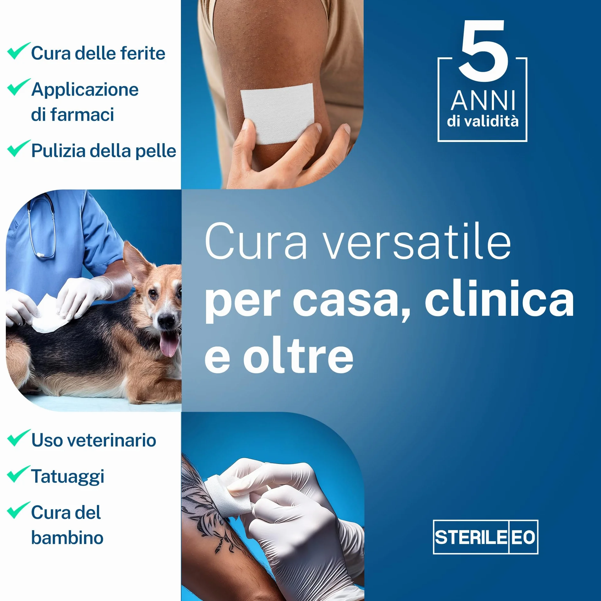 Garze Sterili 10x10 cm 100 pezzi - Garza in tessuto non tessuto per medicazione