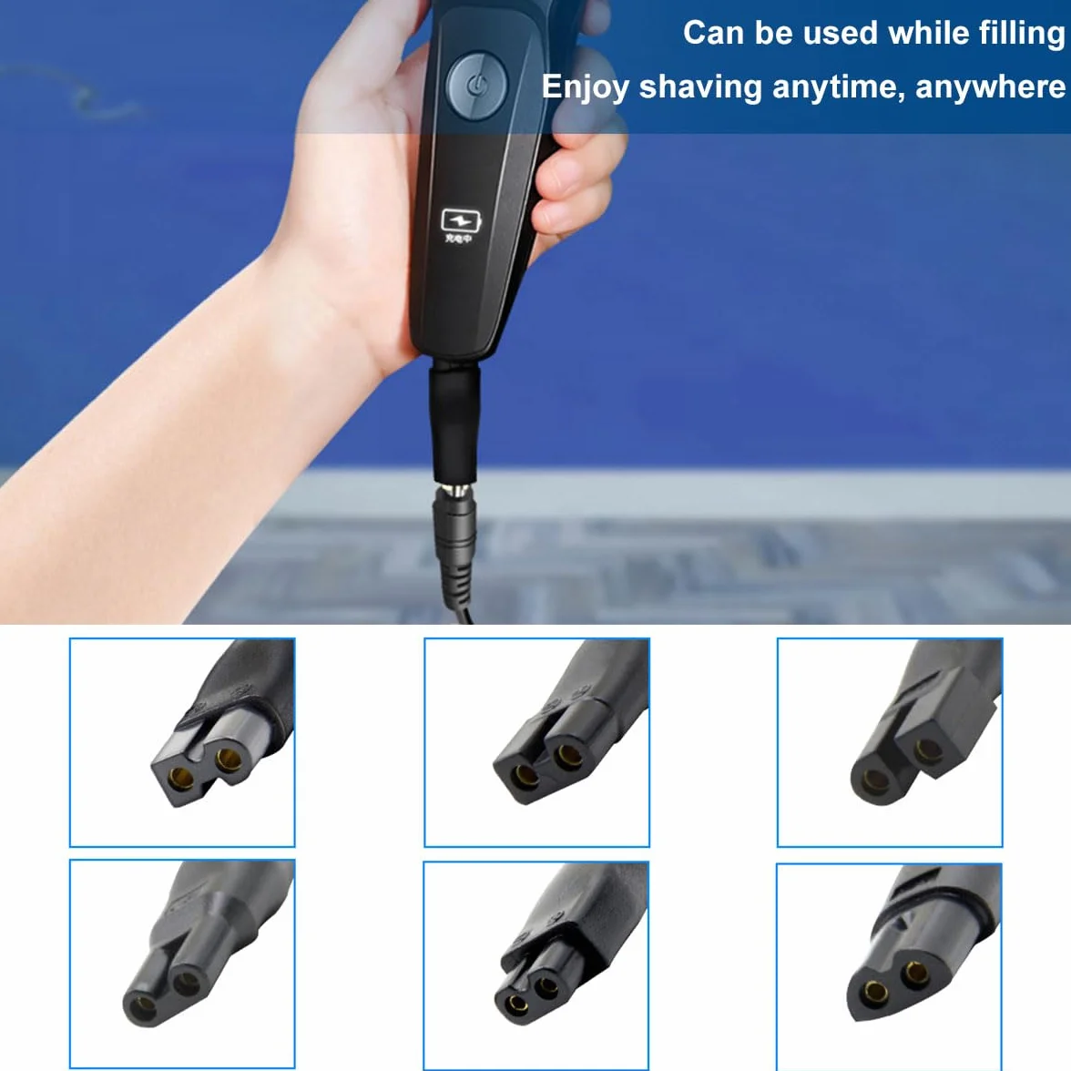 Cavo Caricabatterie USB Universale per Rasoio con 6 Adattatori 5V