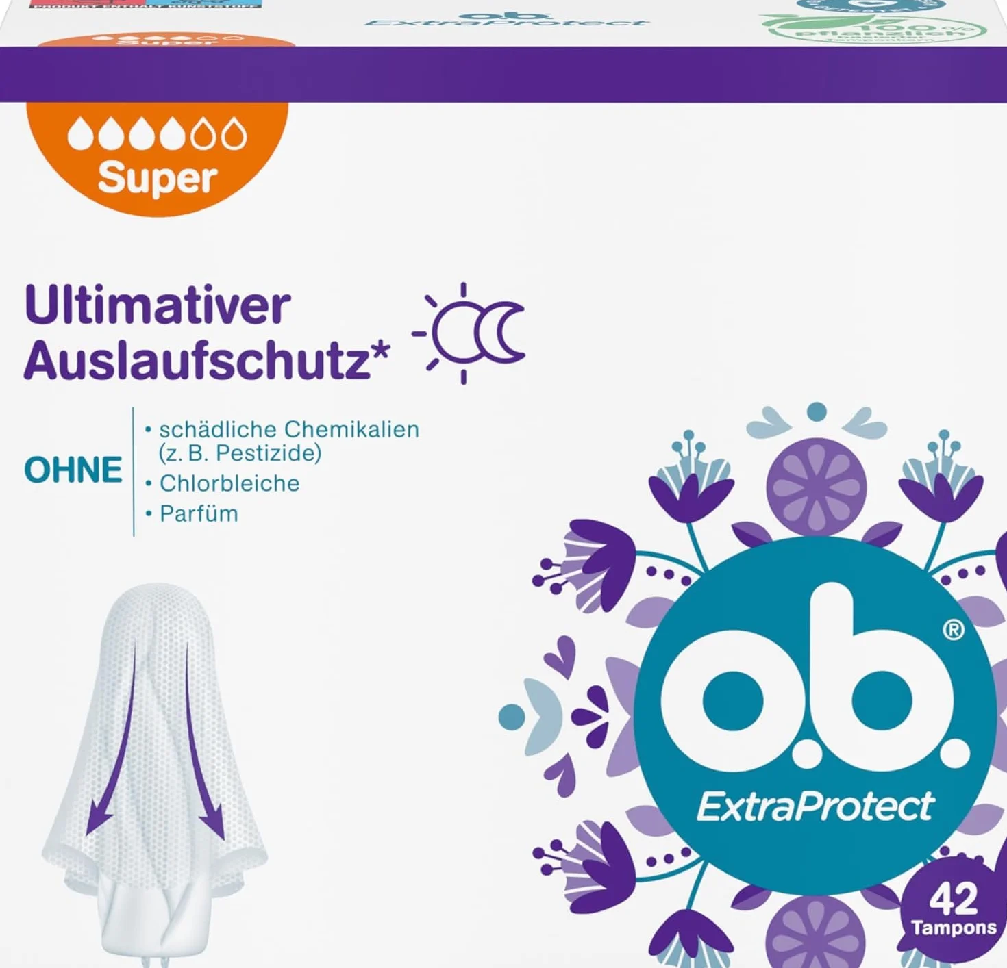 o.b. ExtraProtect Super tamponi giorni forti Dynamic Fit alette protezione extra 42 pezzi
