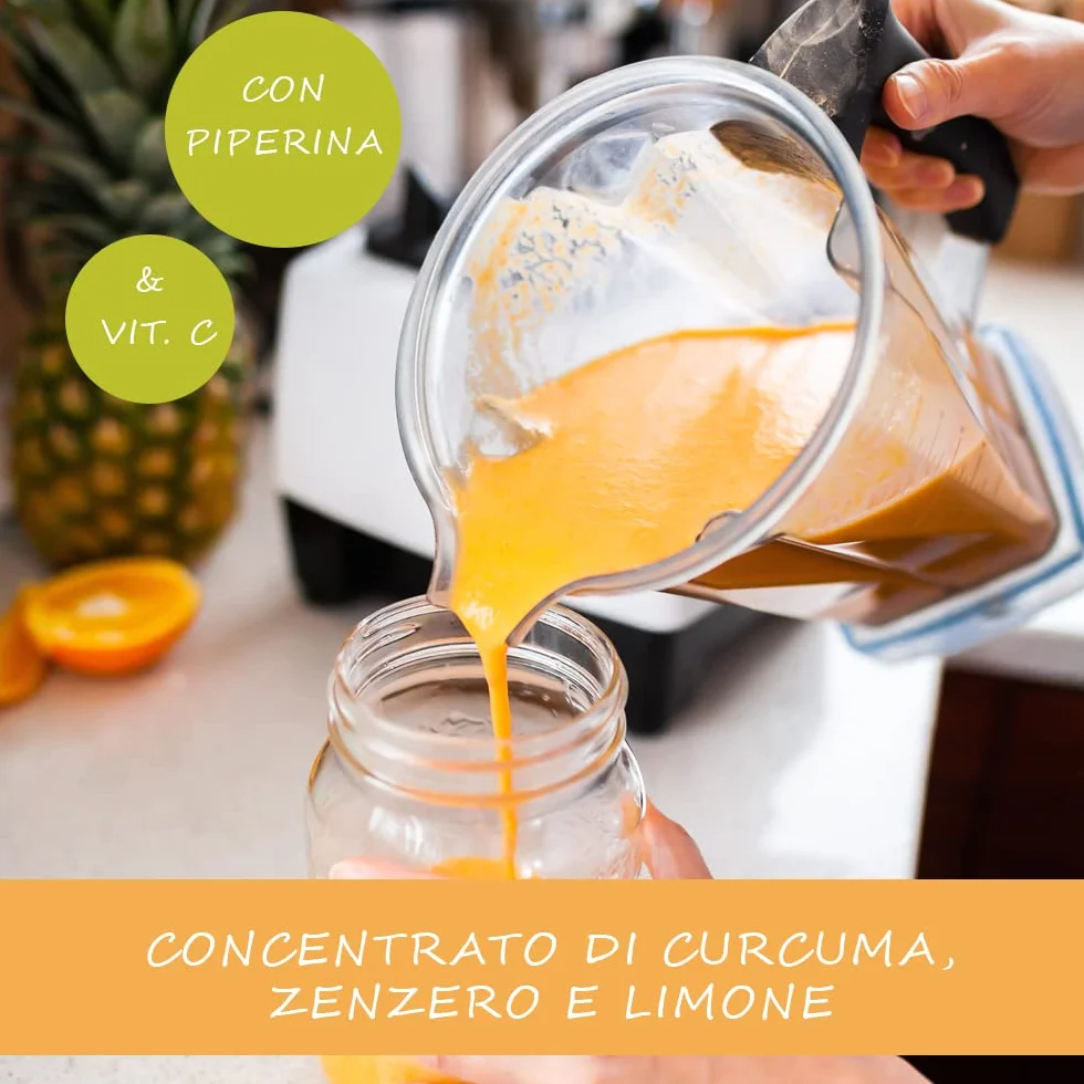 CURCUMA E CURCUMINA 95% + Zenzero Limone Piperina e Vitamina C 130 Capsule Vegan Antinfiammatorio Antiossidante