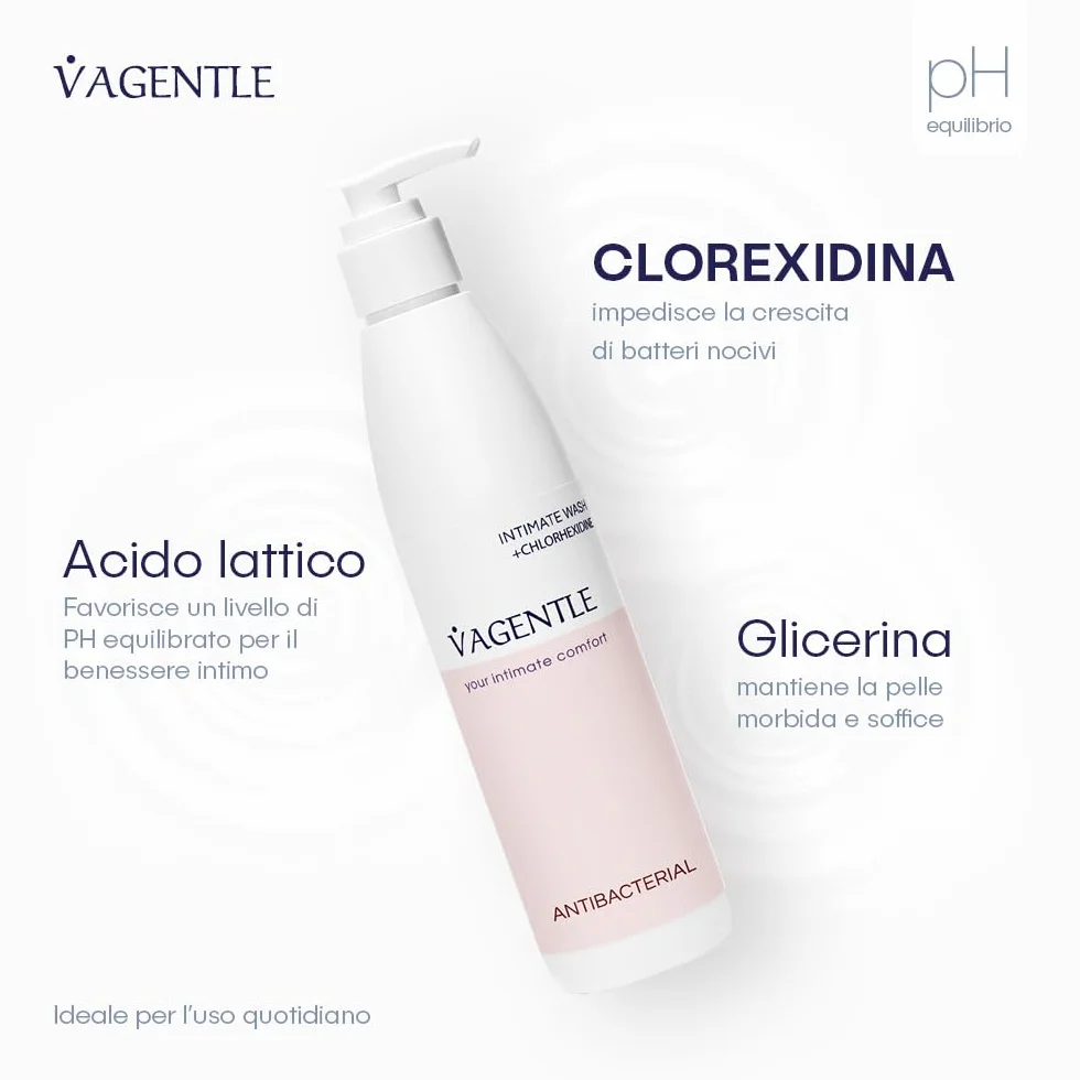 Detergente Intimo Antibatterico con Clorexidina 250 ml pH Bilanciato Senza Sapone