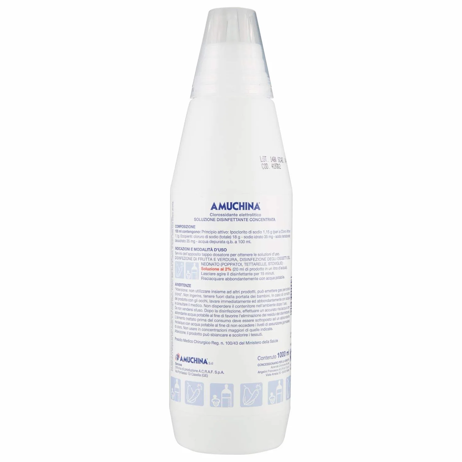 Amuchina Concentrata Soluzione Disinfettante Per Alimenti 2 X 1 L