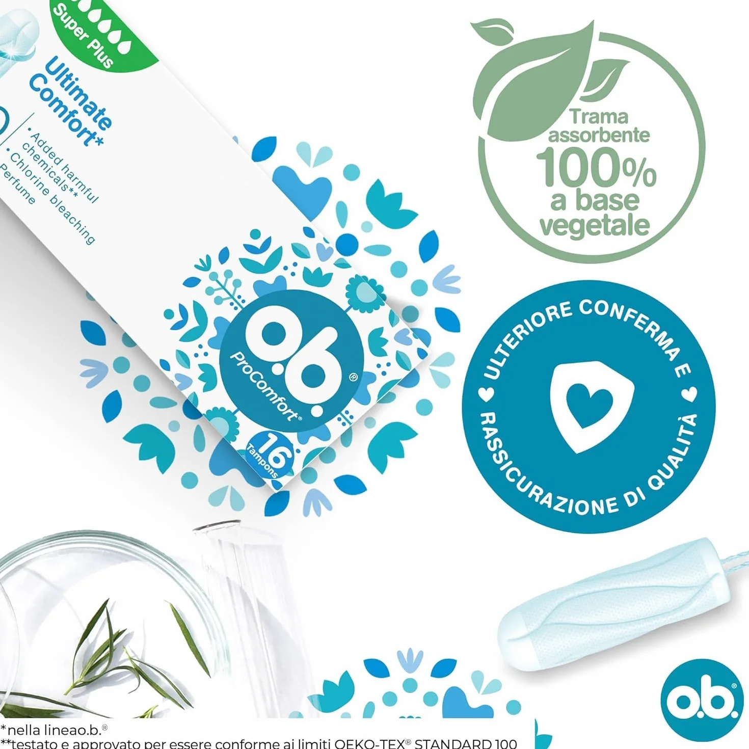 o.b. ProComfort Super Plus Assorbenti Interni, Flusso Molto Intenso, Inserimento e Rimozione Facile, 16 unità (Confezione da 10)