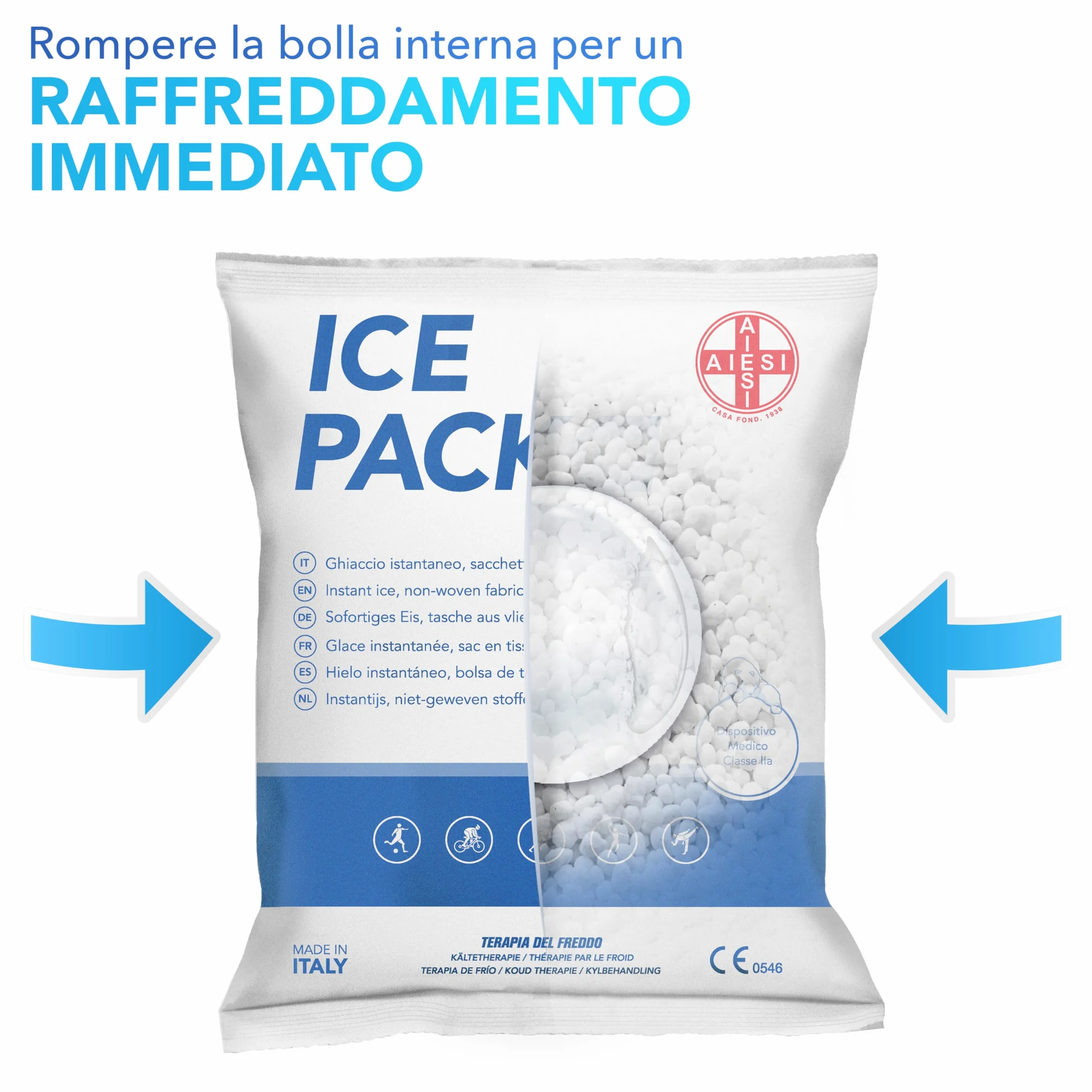 AIESI Ghiaccio istantaneo monouso 25 pezzi 14x18 cm ICE PACK TNT
