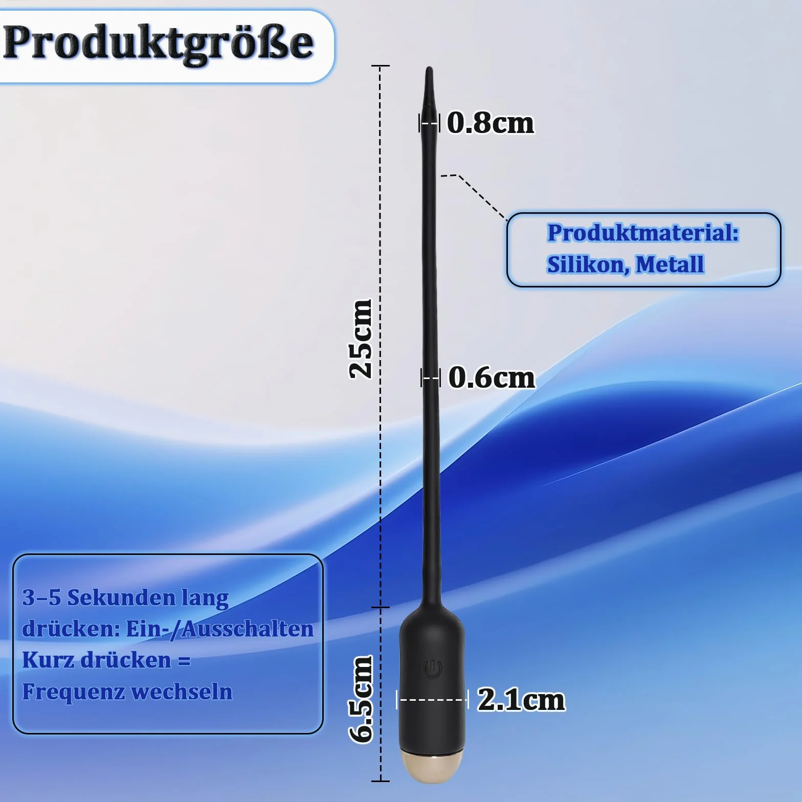 Vibratore Uretrale Silicone 10 Modalità di Vibrazione Dilatatore Uretrale Massaggio Prostatico Plug Uomo