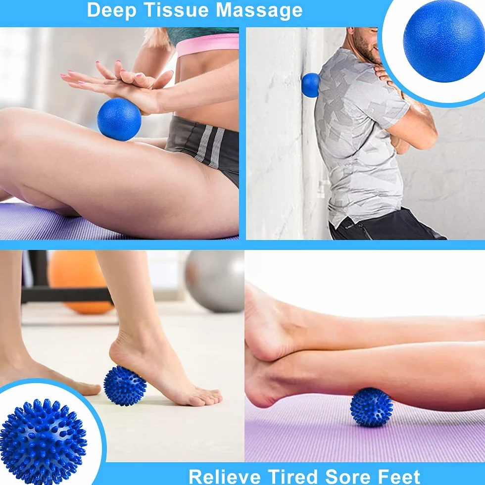 URAQT Set di 2 palline per massaggio a punte, per terapia fisica, palla di lacrosse dura e palla da massaggio con punte per rilassamento miofasciale e massaggio profondo dei trigger point