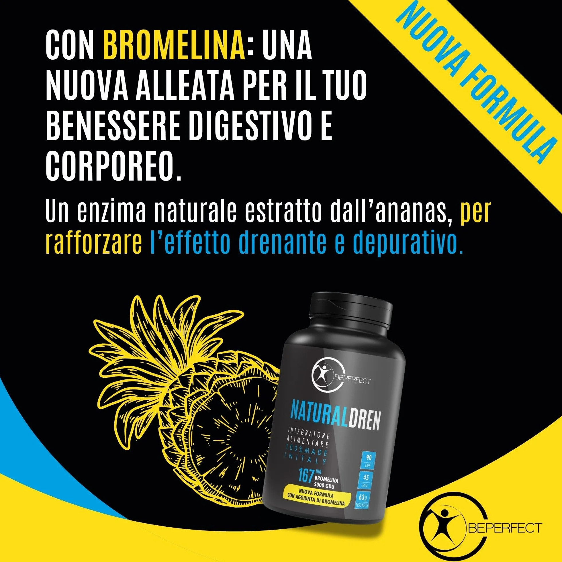 BePerfect Drenante Forte Donna Anticellulite e Diuretico Capsule ad Alto Dosaggio