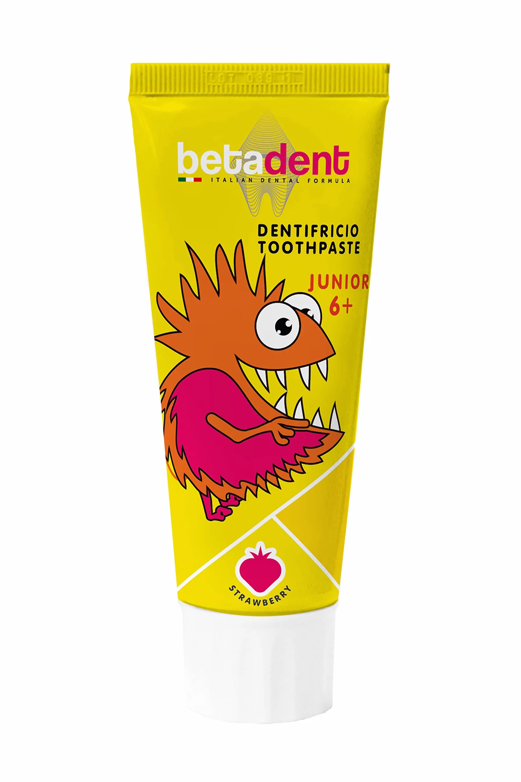 Betadent DENTIFRICIO JUNIOR 6+ per bambini di età superiore ai 6 anni. Formulazione naturale, antiplacca e anticarie. Equilibrato dosaggio di Sali di Fluoro alla concentrazione di 950 ppm F - 75 ml