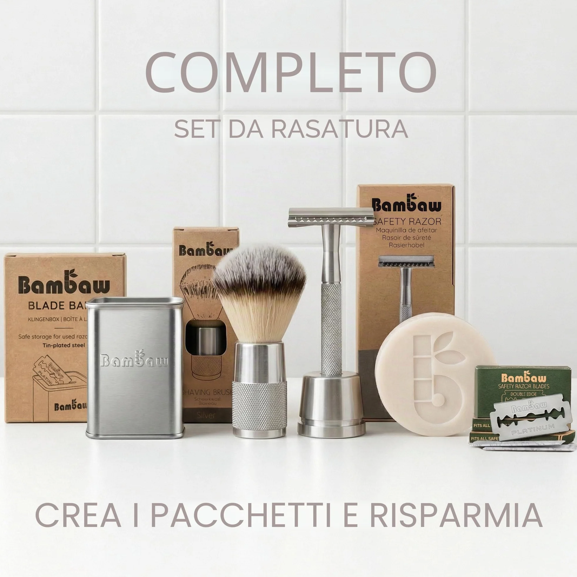 Pennello da Barba - Argento - Bambaw