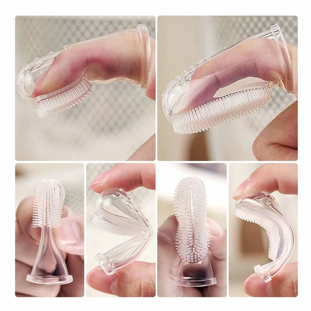 Spazzolino da denti per bambini Spazzolino da denti in silicone Kit per la cura del bambino Spazzolino per l'igiene orale 0-24 mesi Scatola di immagazzinaggio del nastro per la cura orale del bambino