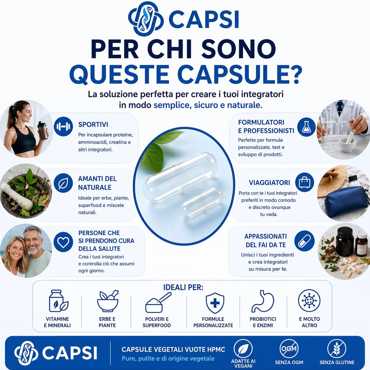 Capsule vegetariane vuote HPMC Dimensioni 0 x 100