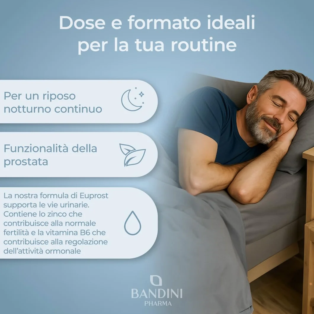 Bandini Euprost Serenoa Repens 180 Capsule Integratore per Uomo Saw Palmetto 20:1 Estratto 30% Acidi Grassi