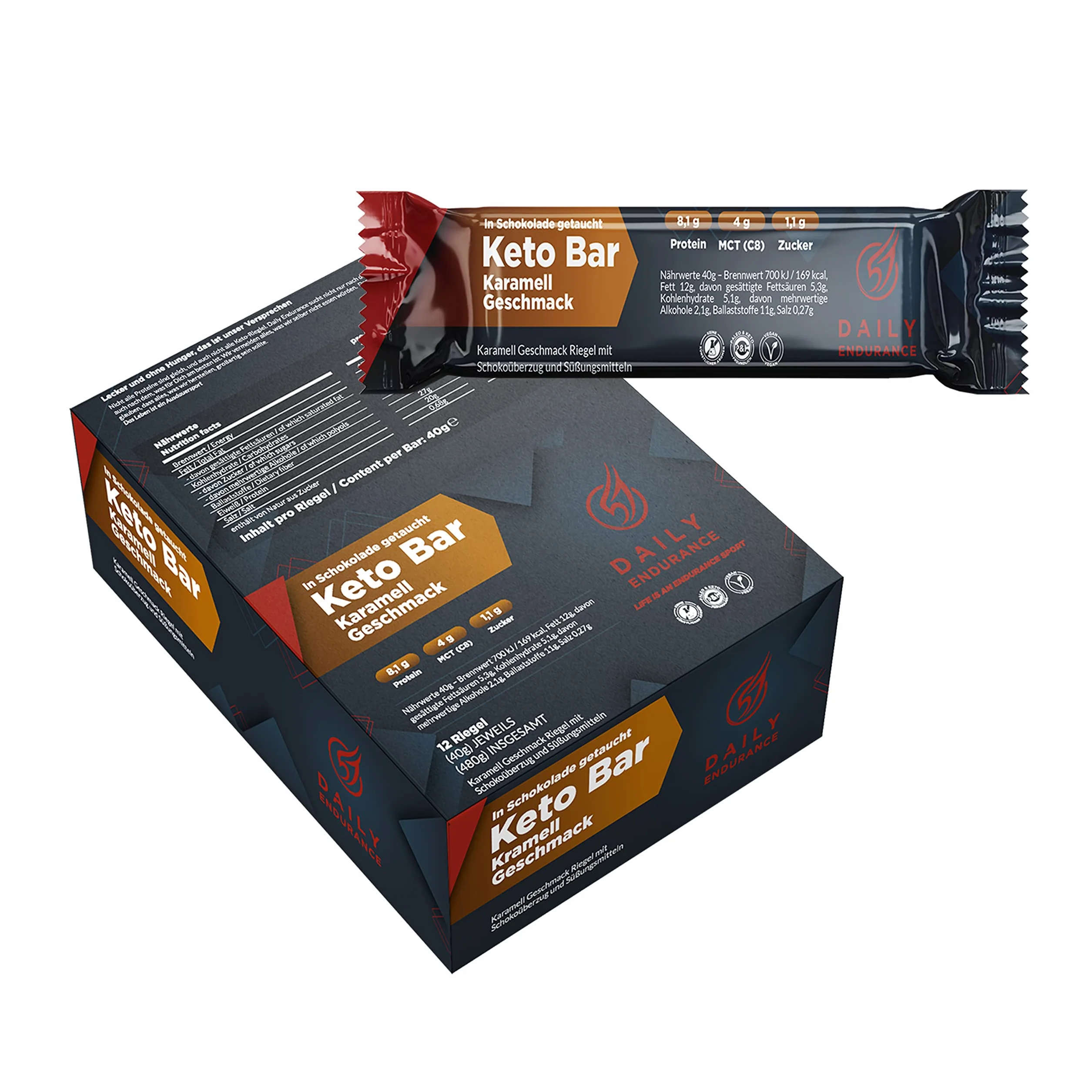 Keto Bar 12 Pack Caramello 480g Low Carb Paleo Vegan