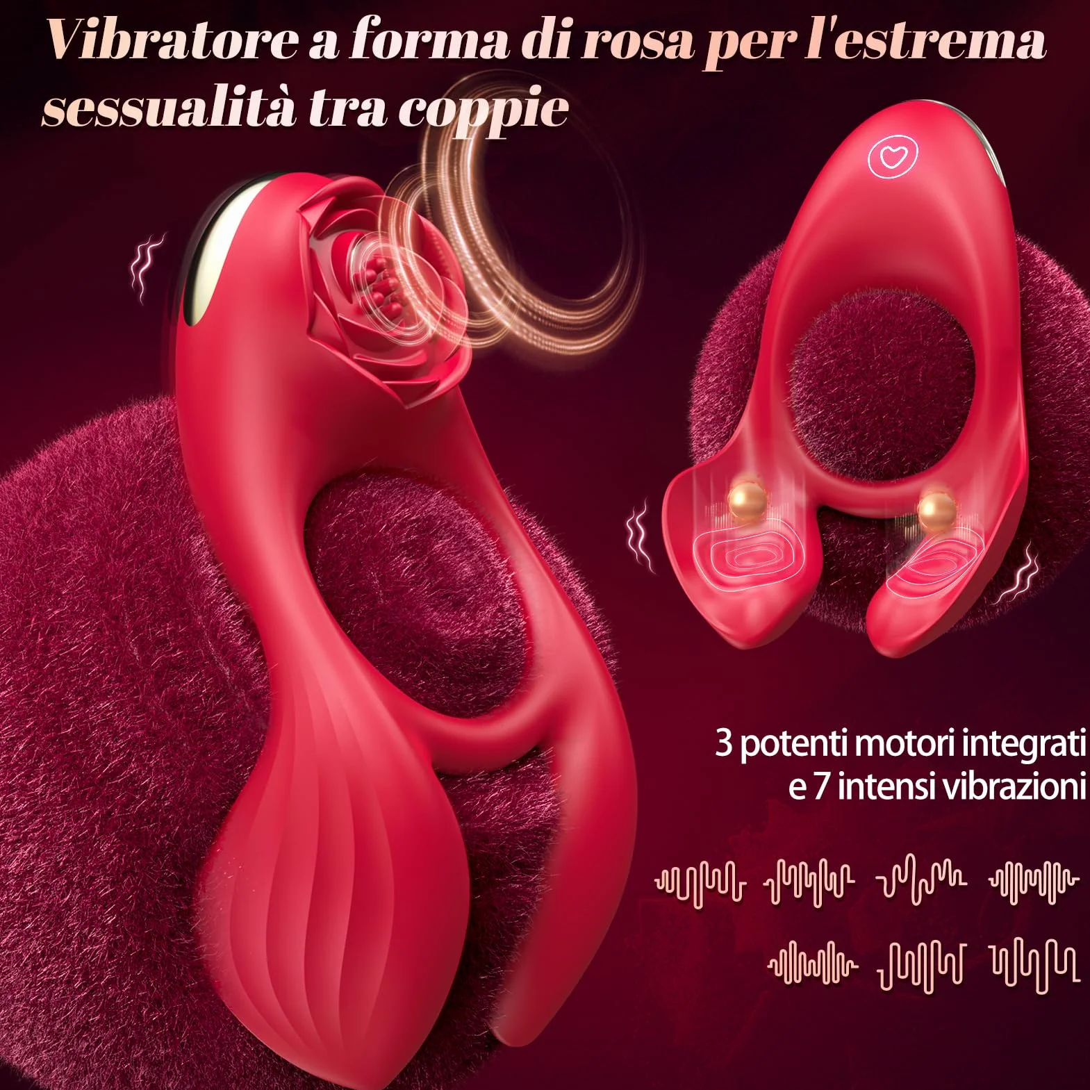 Sexytoysys Coppia Anello Vibrante per Lei e Lui - 3 Motore 7 Modalità Sex Toys Uomo e Donna Stimolatore per Clitoride Toys Sessuali per Coppie Anello per Pene da Uomo Cockring Stimolatore Pene Sex Toy