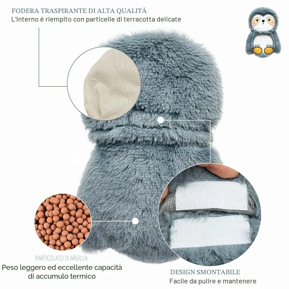 Borsa Acqua Calda per Microonde - Cuscino Termico Cervicale Riscaldante 25x15 cm