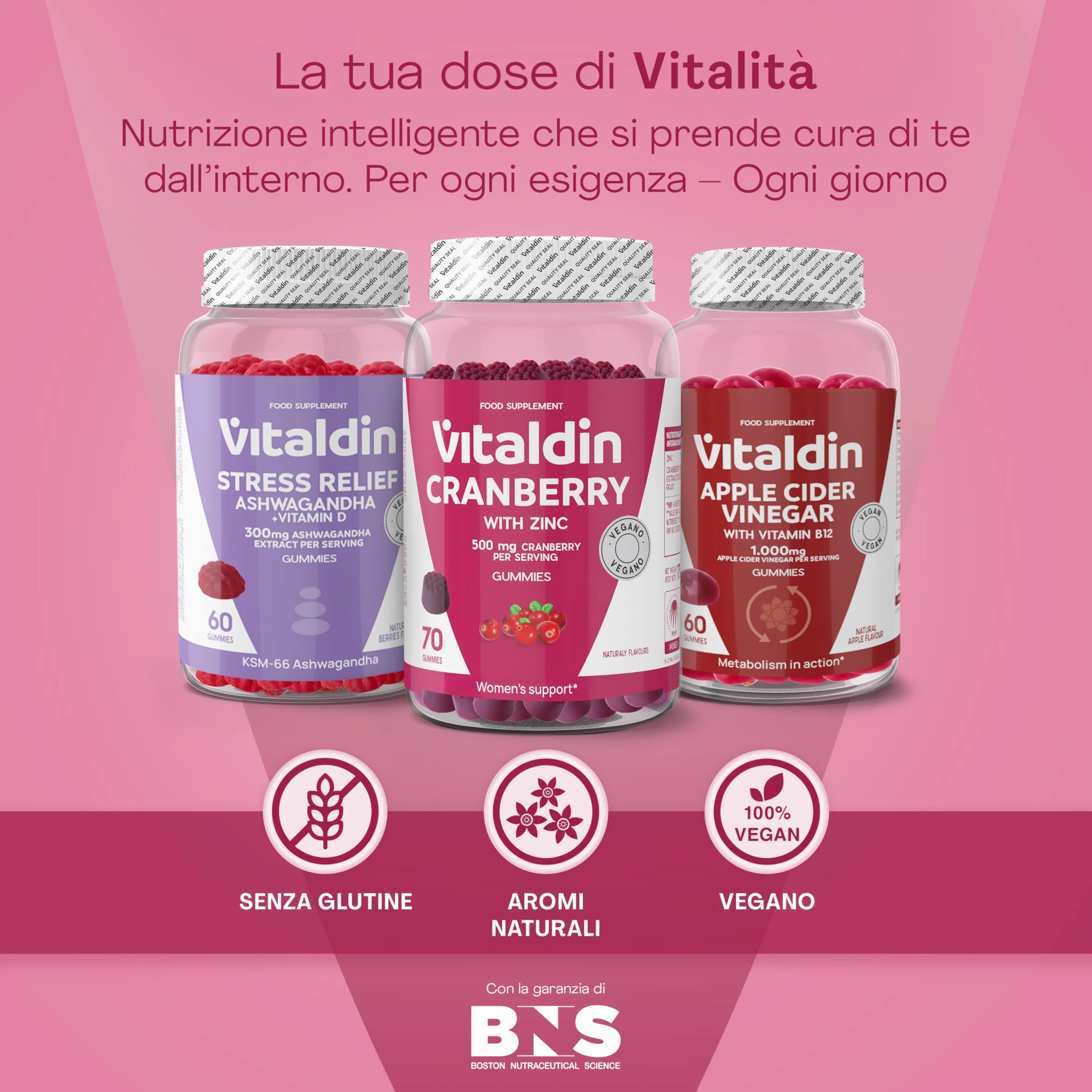 VITALDIN Cranberry Gummies – Integratore di 500 mg di estratto di Mirtillo Rosso + Zinco – 70 Caramelle Gommose, Gusto Mirtilli Rossi – Aiuto delle Vie Urinarie – Vegano