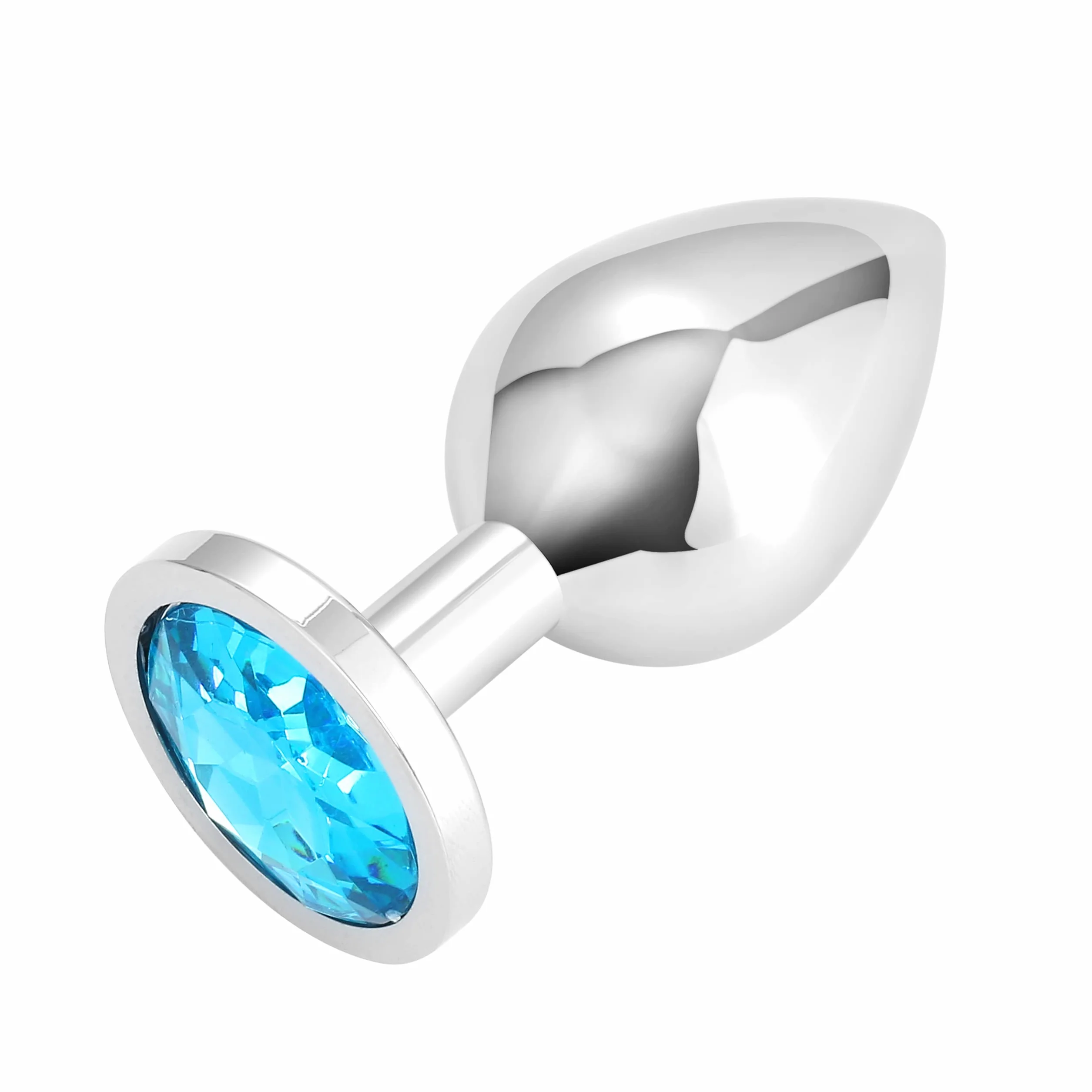 3x Plug Anale Metallo | Butt Plug Cristallo Blu | Puro Piacere in 3 Taglie per Donna, Coppia, Uomo | Giocattoli Anali Argento
