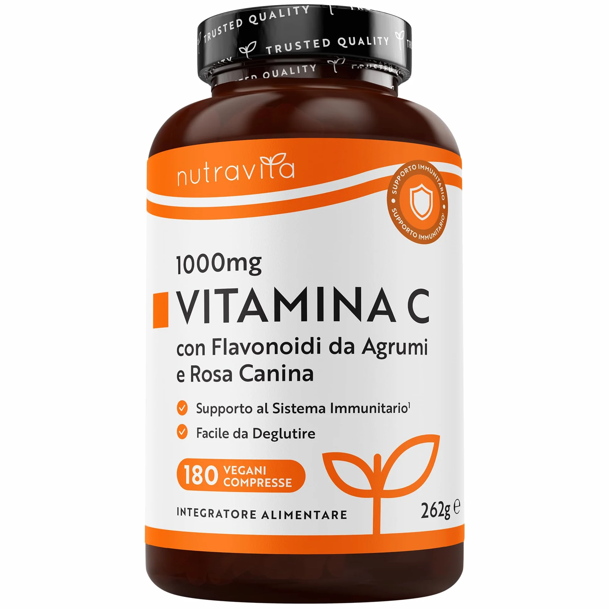 Nutravita Vitamina C 1000mg 180 Compresse con Rosa Canina e Flavonoidi - Acido Ascorbico Vegan