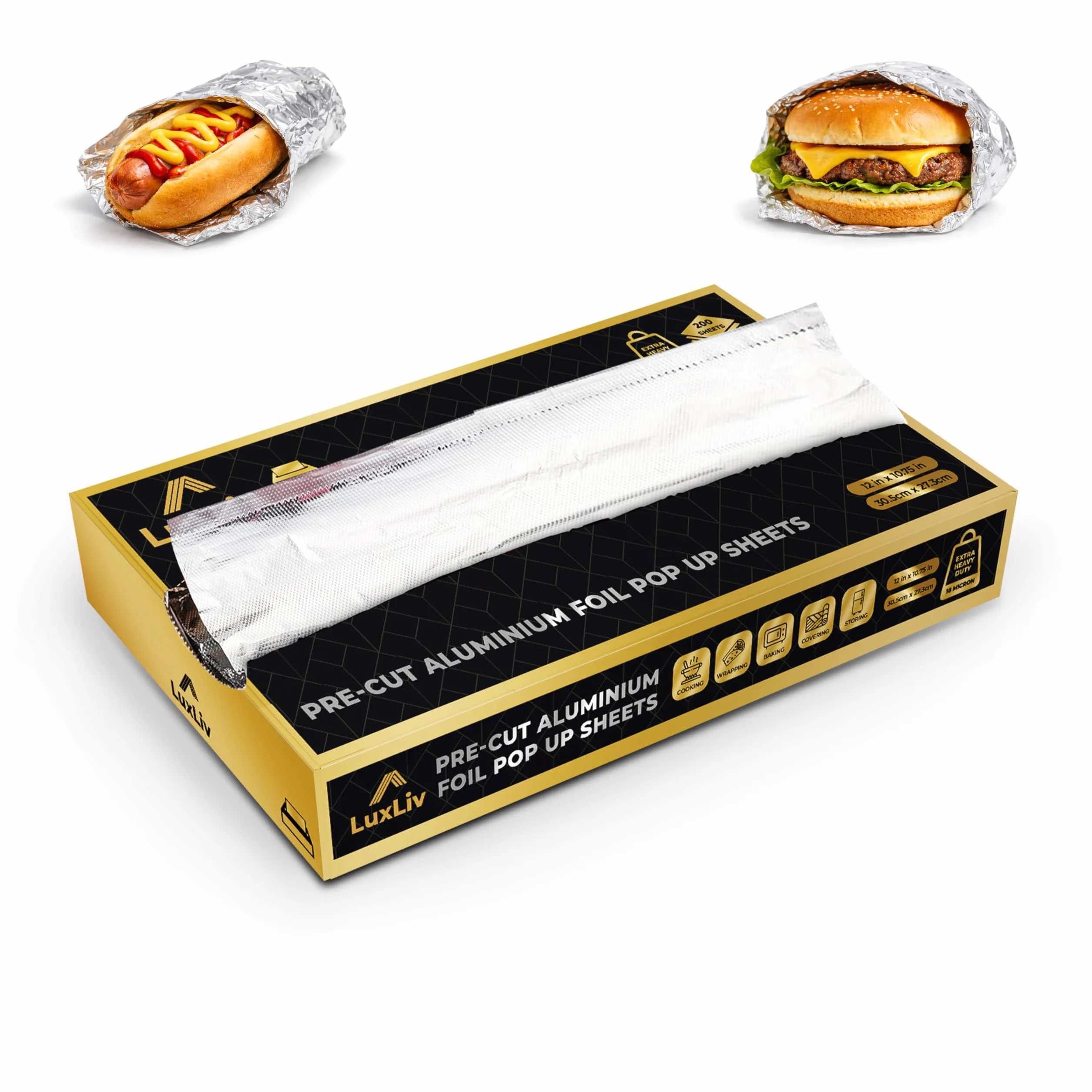 Fogli di alluminio pre-tagliati 18 micron 200 fogli per cucina catering
