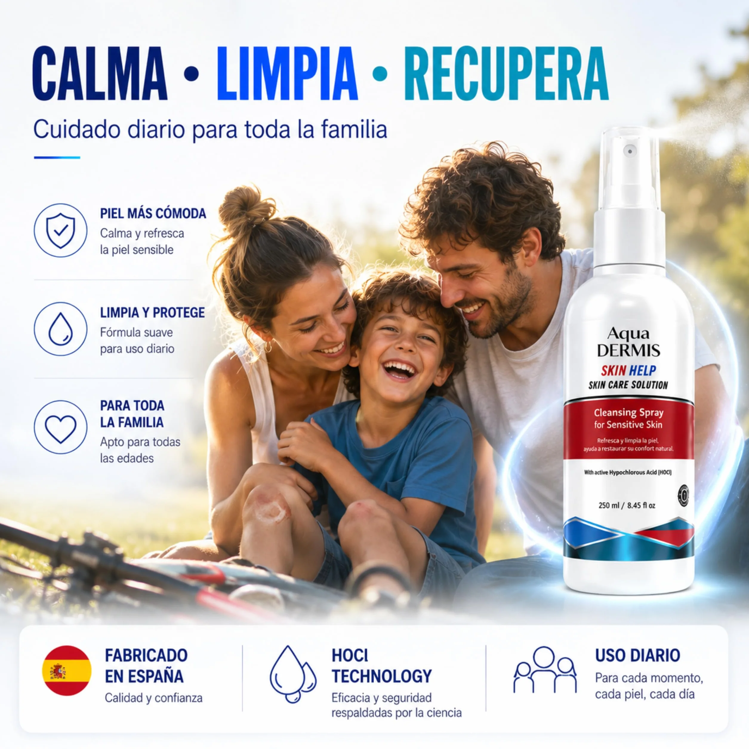 Spray per terapia delle ferite con acido ipocloroso, disinfettante naturale per ferite, ustioni, acne, eczema e tatuaggi, senza alcool, sicuro per pelli sensibili, 250 ml