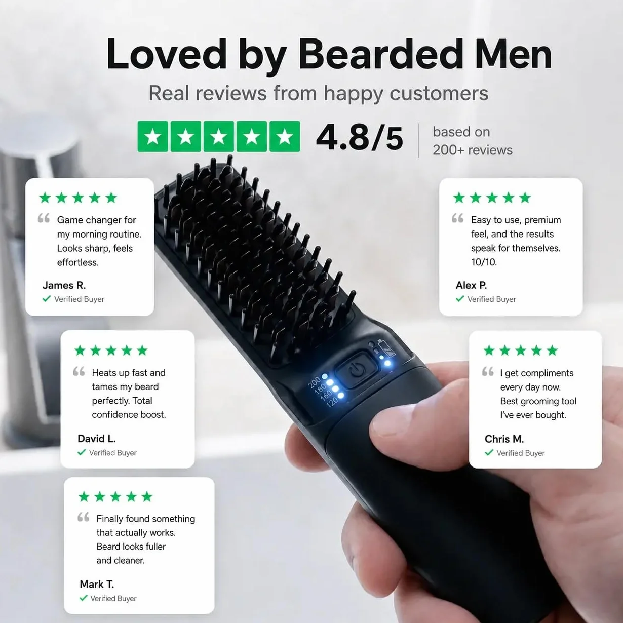 Odenson Beard Forger - Spazzola e piastra riscaldata a batteria per barba e capelli