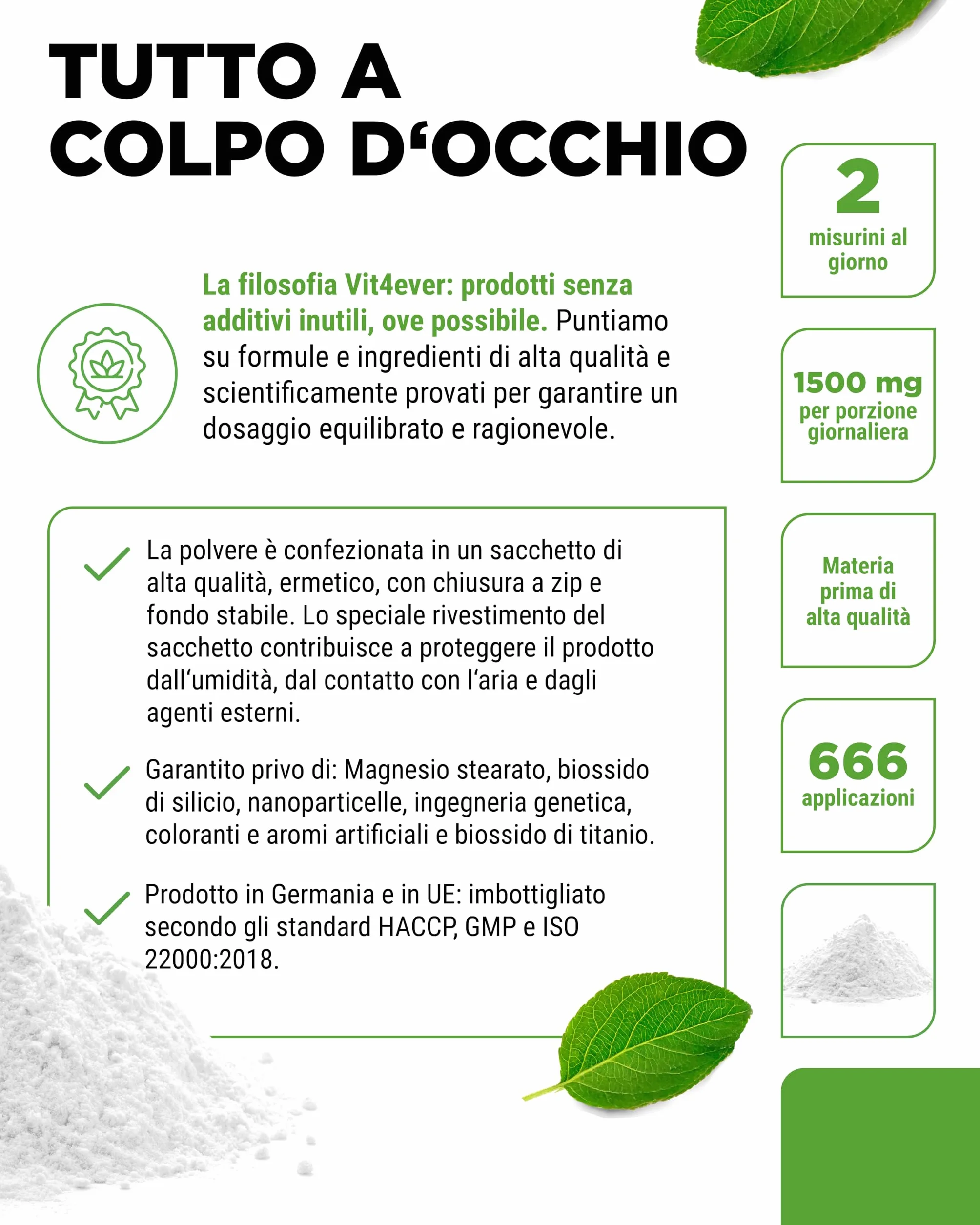vit4ever Glicina pura - 1000 g (1 kg) di polvere pura senza additivi - Con cucchiaio dosatore - Amminoacido L-glicina dosato in modo ottimale, naturalmente dolce - Vegano