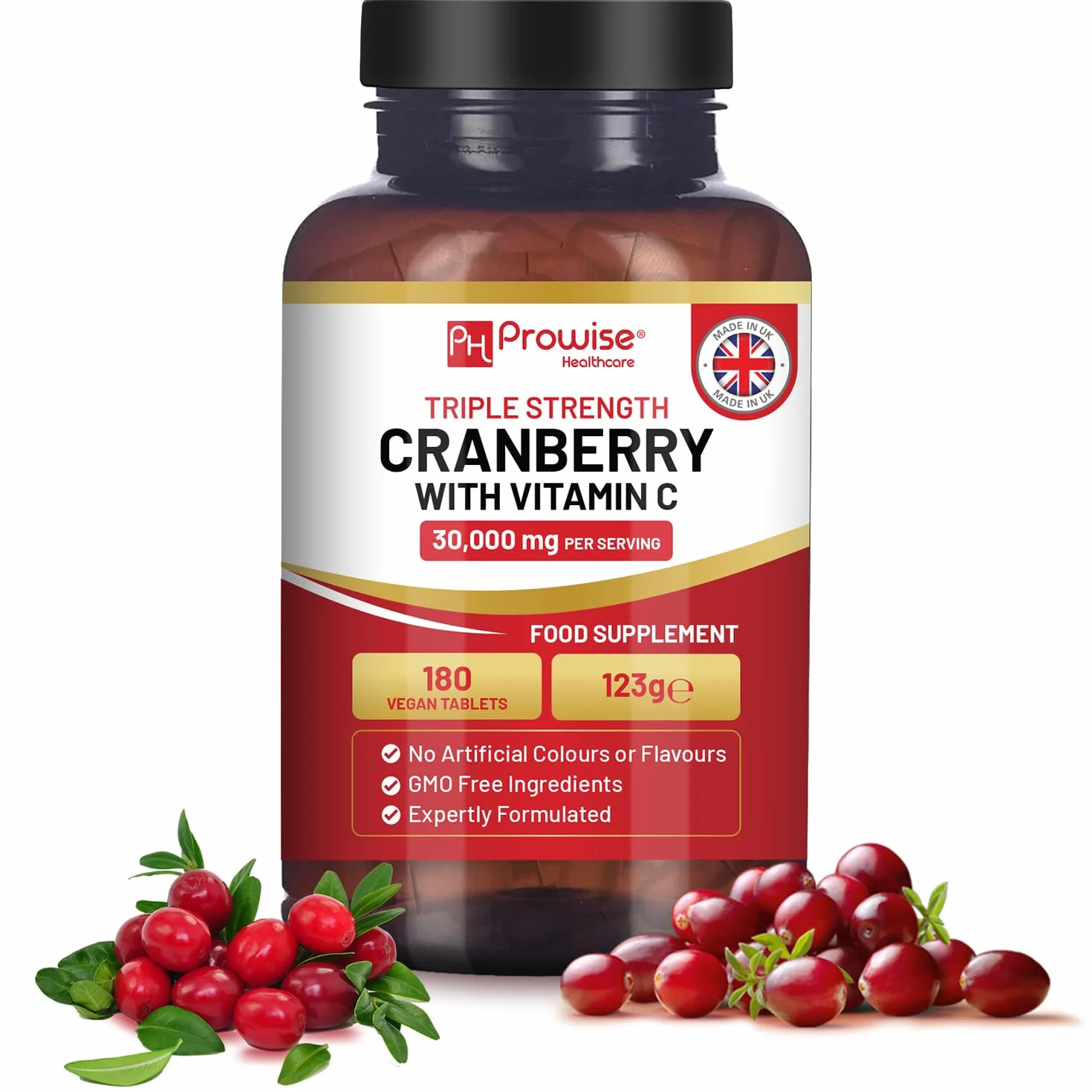 Mirtillo Rosso 30.000 mg con Vitamina C 180 Compresse Vegane Facili da Deglutire Prowise Healthcare
