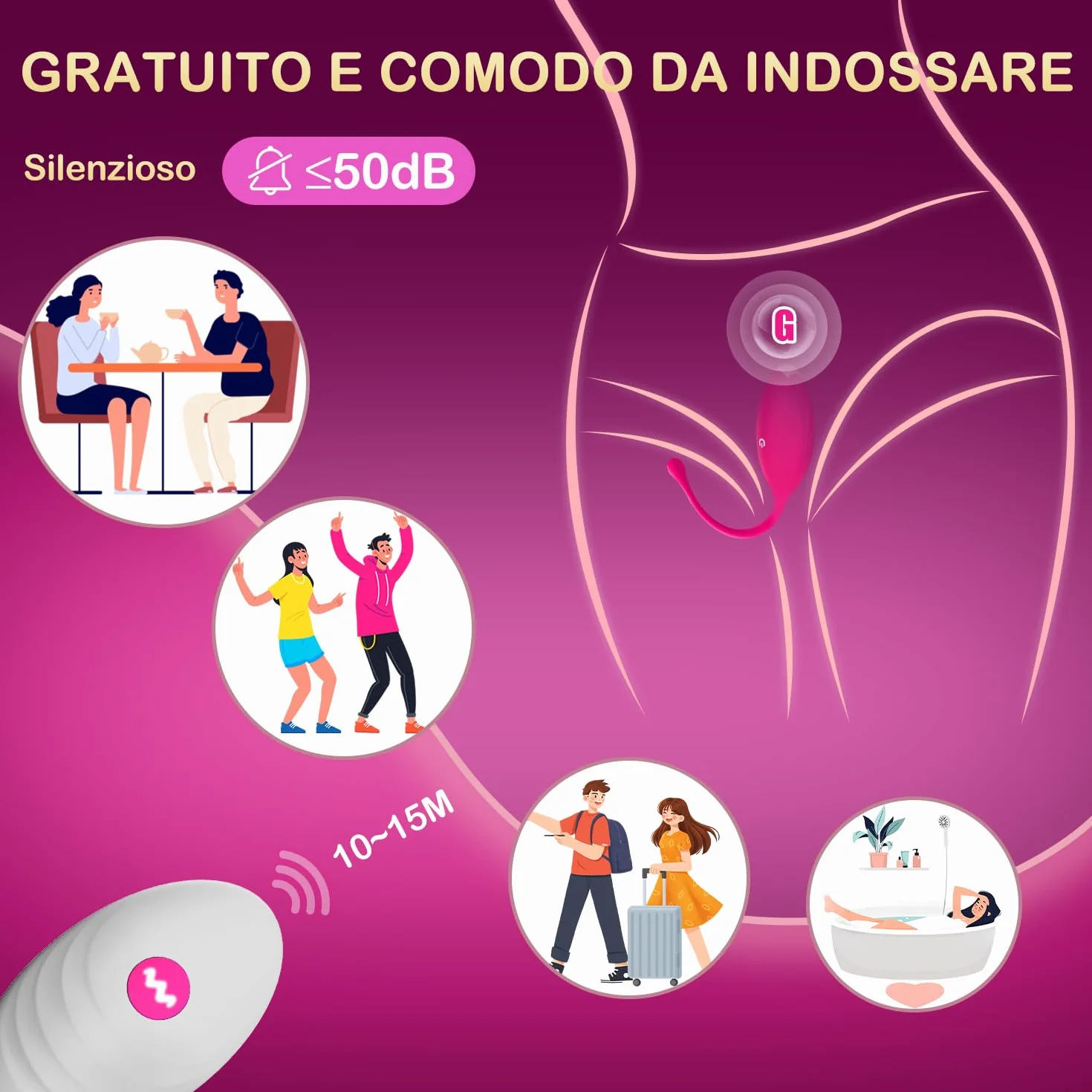Vibratoreper Donna Professionale Mini Vibratore Con App, Ovetto Vibrante Donna Telecomando Wireless Vibratoriper Clotoride Sex Toys Vibratori Piccolo Sexytoysys Coppia（PINK）