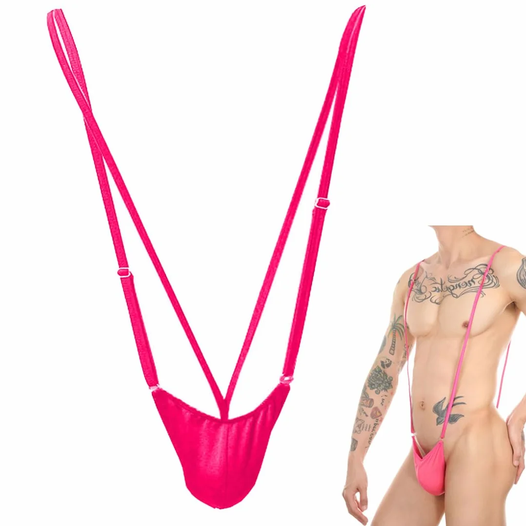 Perizoma Uomo Sexy V Sling Manikini Borat Costume da bagno Bikini String Lingerie Maschio Rosso Rosa