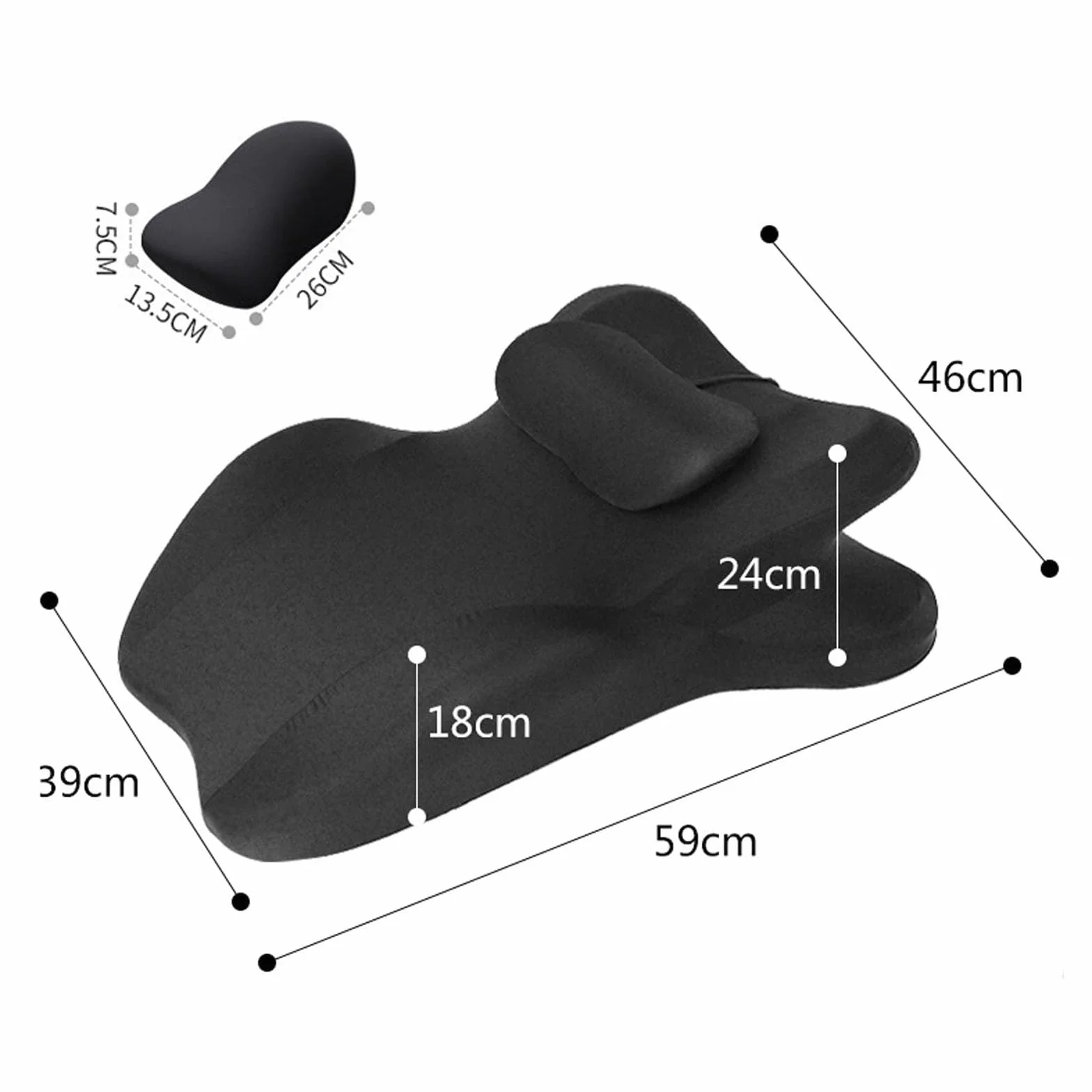 Cuscino ergonomico per coppie 27° memory foam per schiena fianchi collo nero