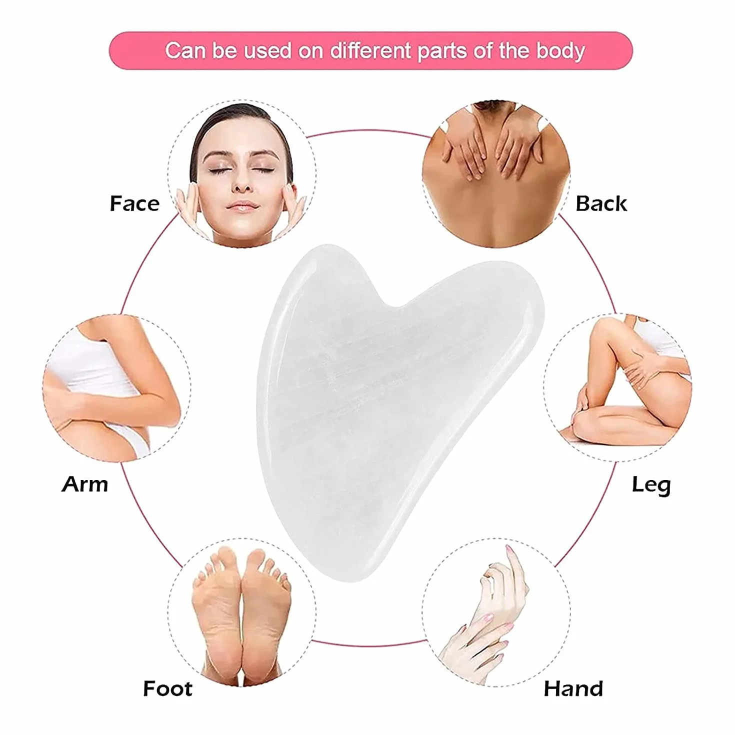 Gua Sha, Gua Sha Viso Ridurre le Linee Sottili e le Rughe, massaggi per terapia fisica e terapia di agopuntura per viso, occhi, collo e corpo (Bianco)