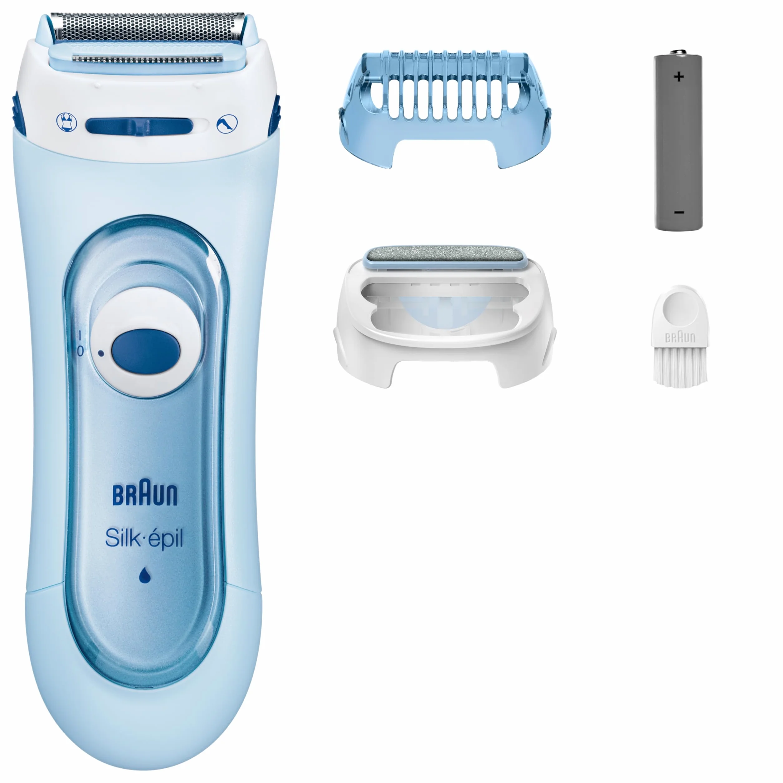 Braun Silk-épil LS5-160 Rasoio Donna Elettrico senza Fili, Rifinitore e Sistema Esfoliante Wet&Dry 3 in 1 con 2 Accessori, Blu