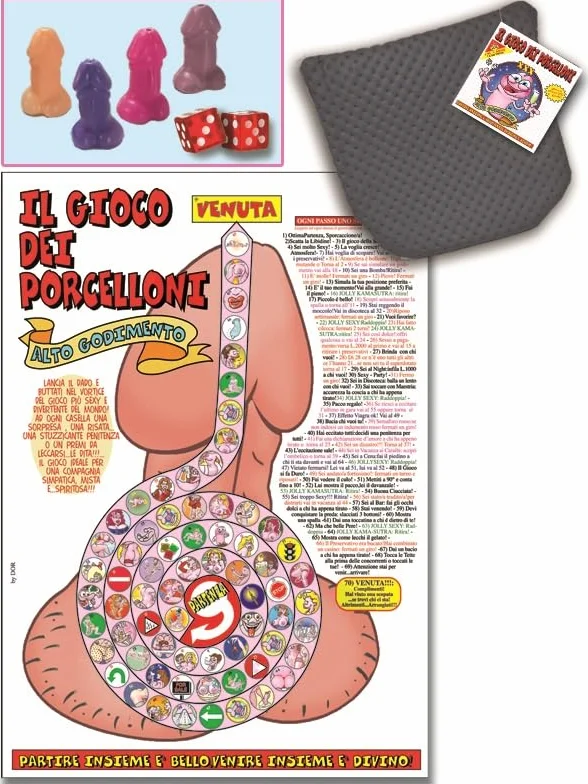 DOR Gioco sexy Willy, il gioco da tavolo per adulti sexy e spiritoso con dadi e pedine, con elegante custodia in ecopelle