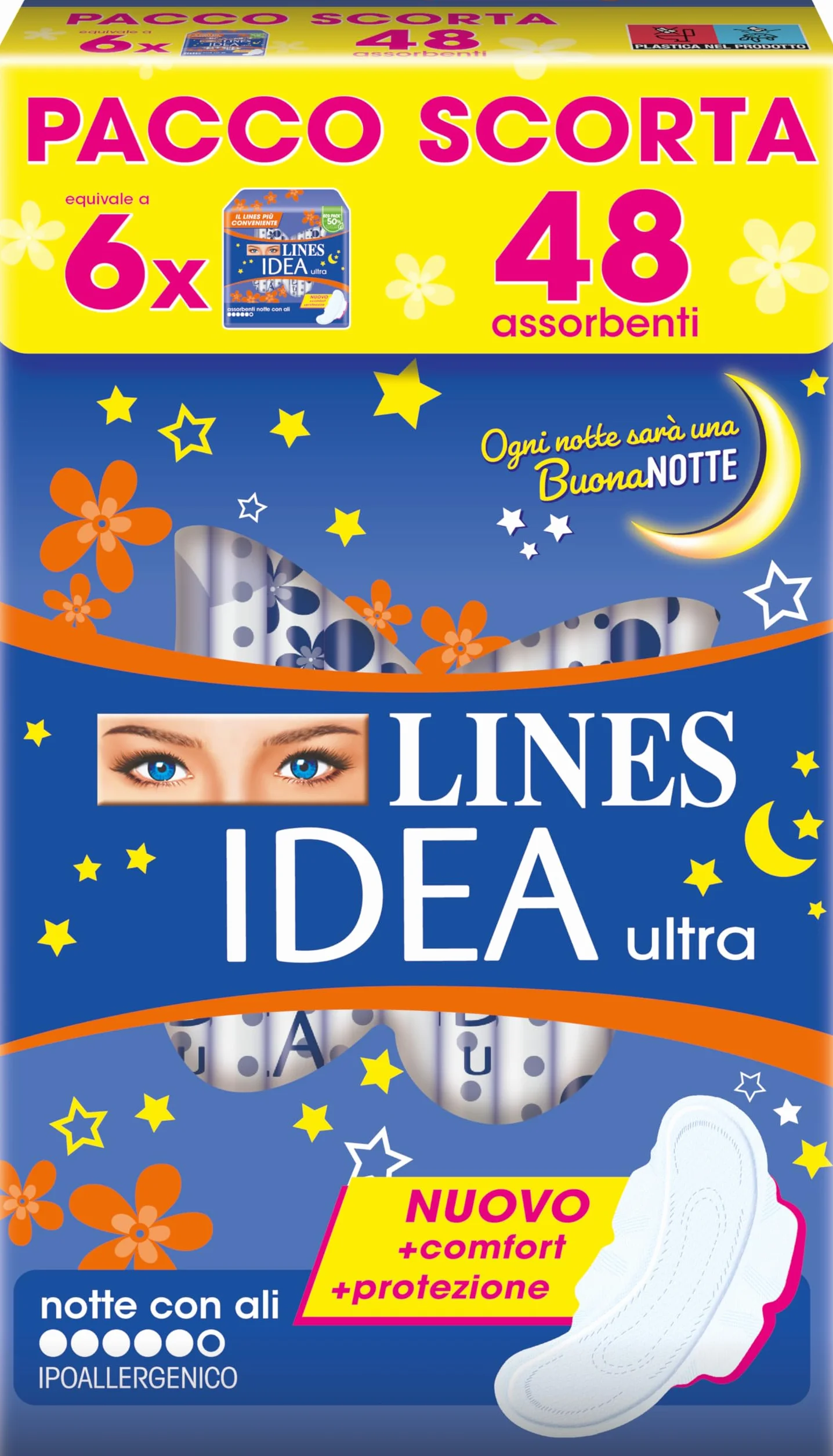 Lines Idea Ultra Notte Ali 48 Assorbenti