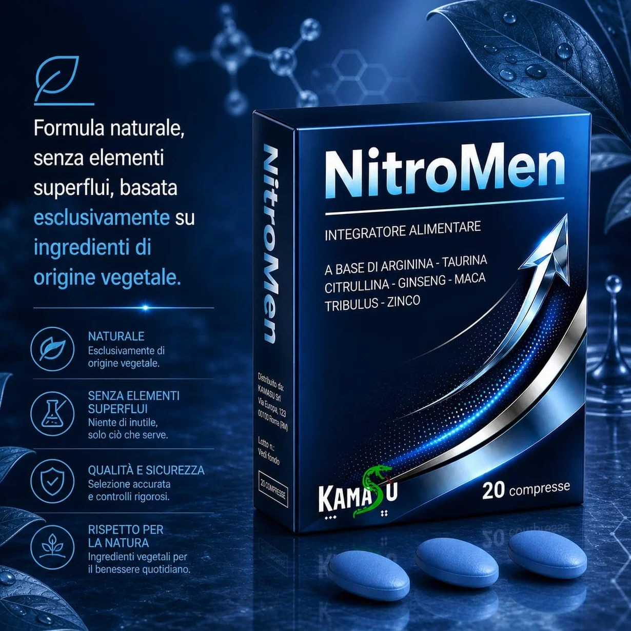 Integratore Uomo Potenziato -Maca nera, Arginina, Citrullina, Taurina, Tribulus e Zinco - Supporto Energetico, Tonico per Resistenza Vitalità Maschile