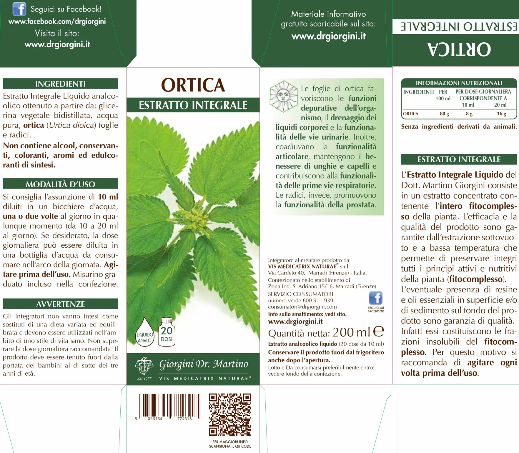 Dr. Giorgini Ortica Estratto Integrale Benessere Prostata 200ml