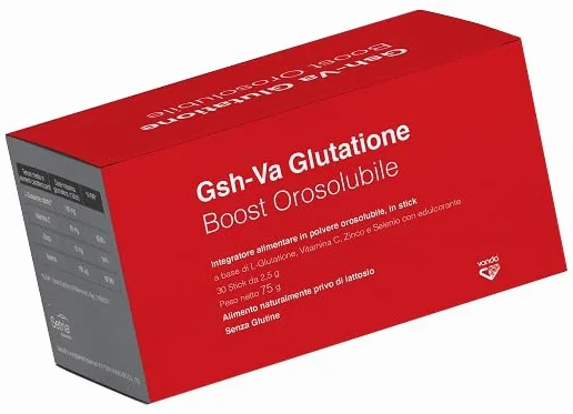 GSH-VA GLUTATIONE BOOST30STICK - Integratore alimentare a base di L-glutatione, vitamina C, zinco e selenio con edulcorante.