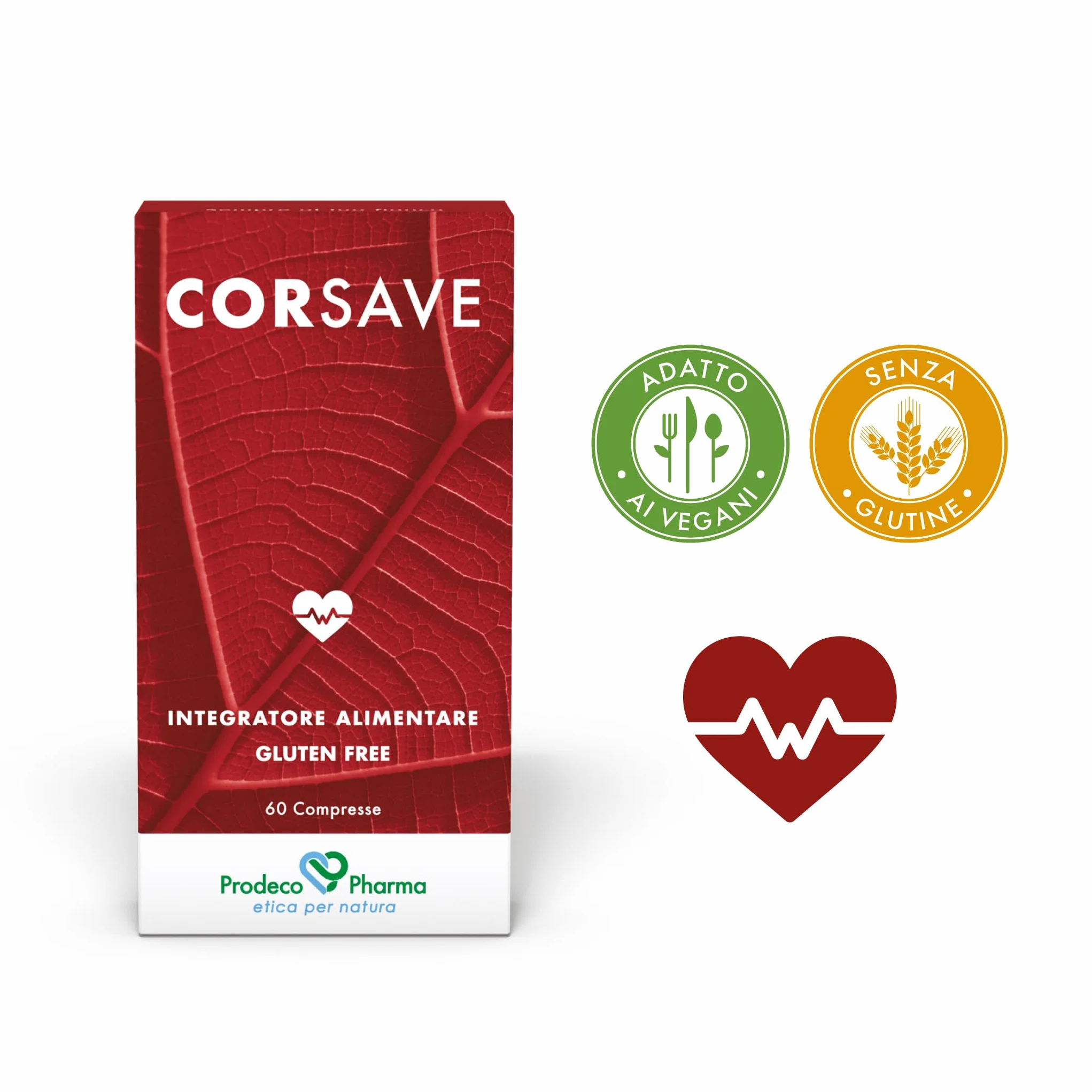 Prodeco Pharma CORSAVE Integratore Alimentare per la Funzionalità Cardiovascolare - 60 Compresse con Tè Verde, Coleus e Quercetina