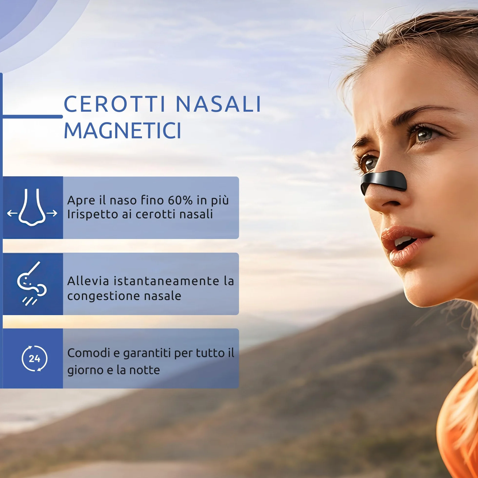 Cerotti Nasali Magnetici Antirussamento 60 Pezzi Extra Forti Riutilizzabili per Sonno e Sport