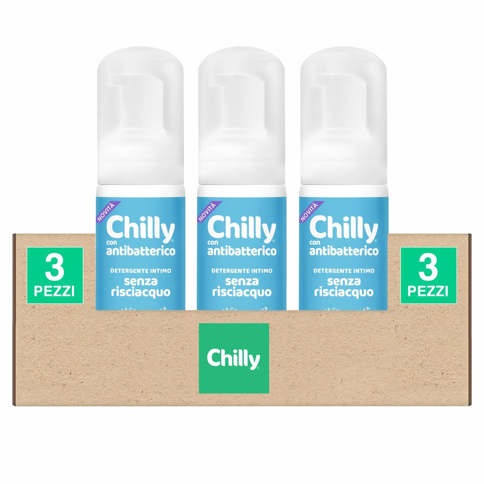 Chilly Antibatterico Detergente Intimo Mousse Senza Risciacquo pH 5 3x100ml