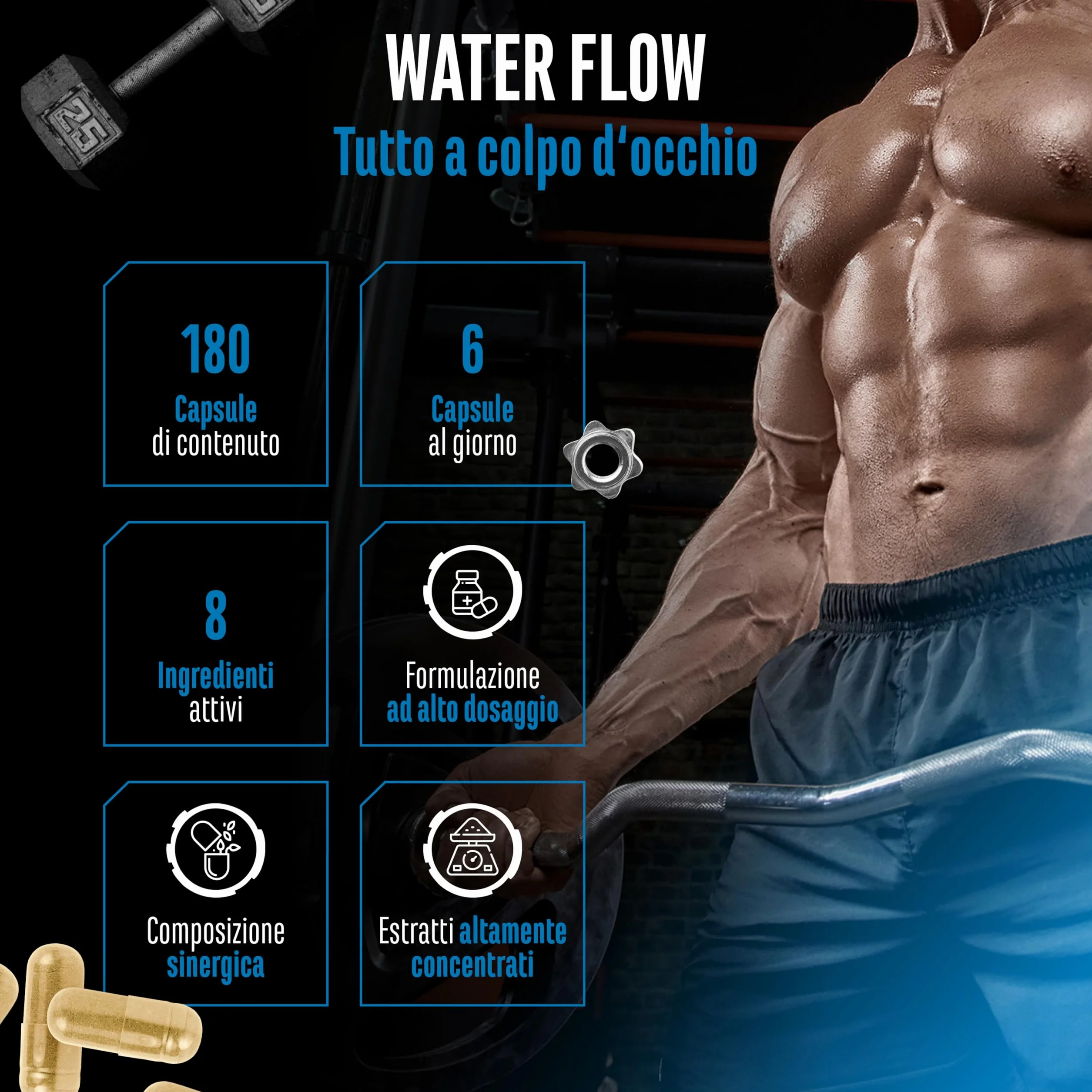 Water Flow Complex 180 capsule ortica tarassaco tè verde carciofo cranberry formula vegetale vegano alto dosaggio