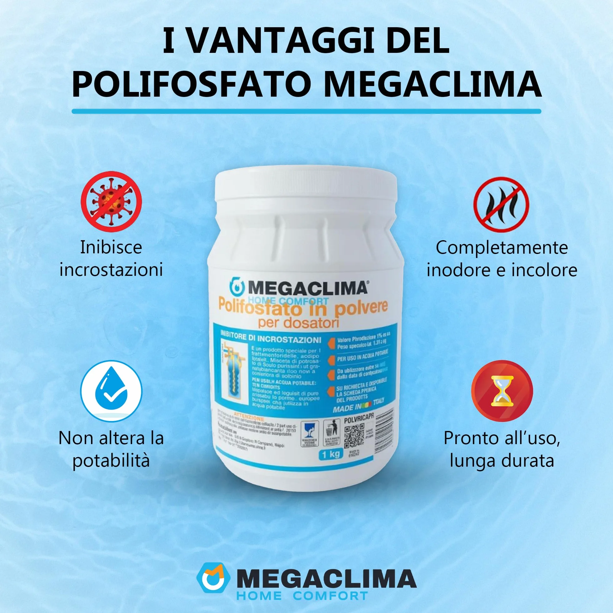 Polifosfato in Polvere 1Kg per Dosatori Anticalcare per Acqua Potabile Caldaie