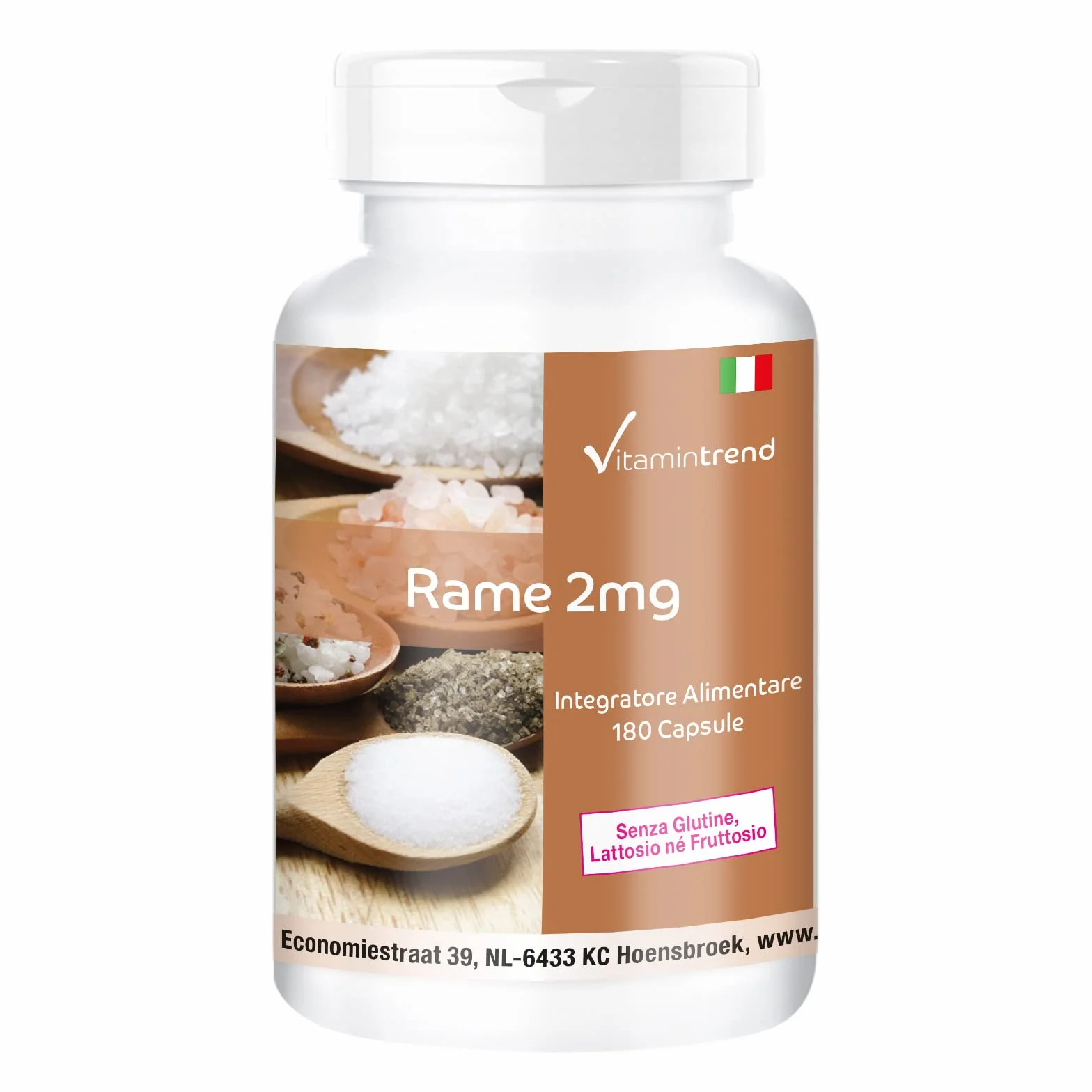 Vitamintrend rame 2 mg, 180 capsule, facili da deglutire, ad alto dosaggio, integratore alimentare vegano senza magnesio stearato, prodotto in Germania