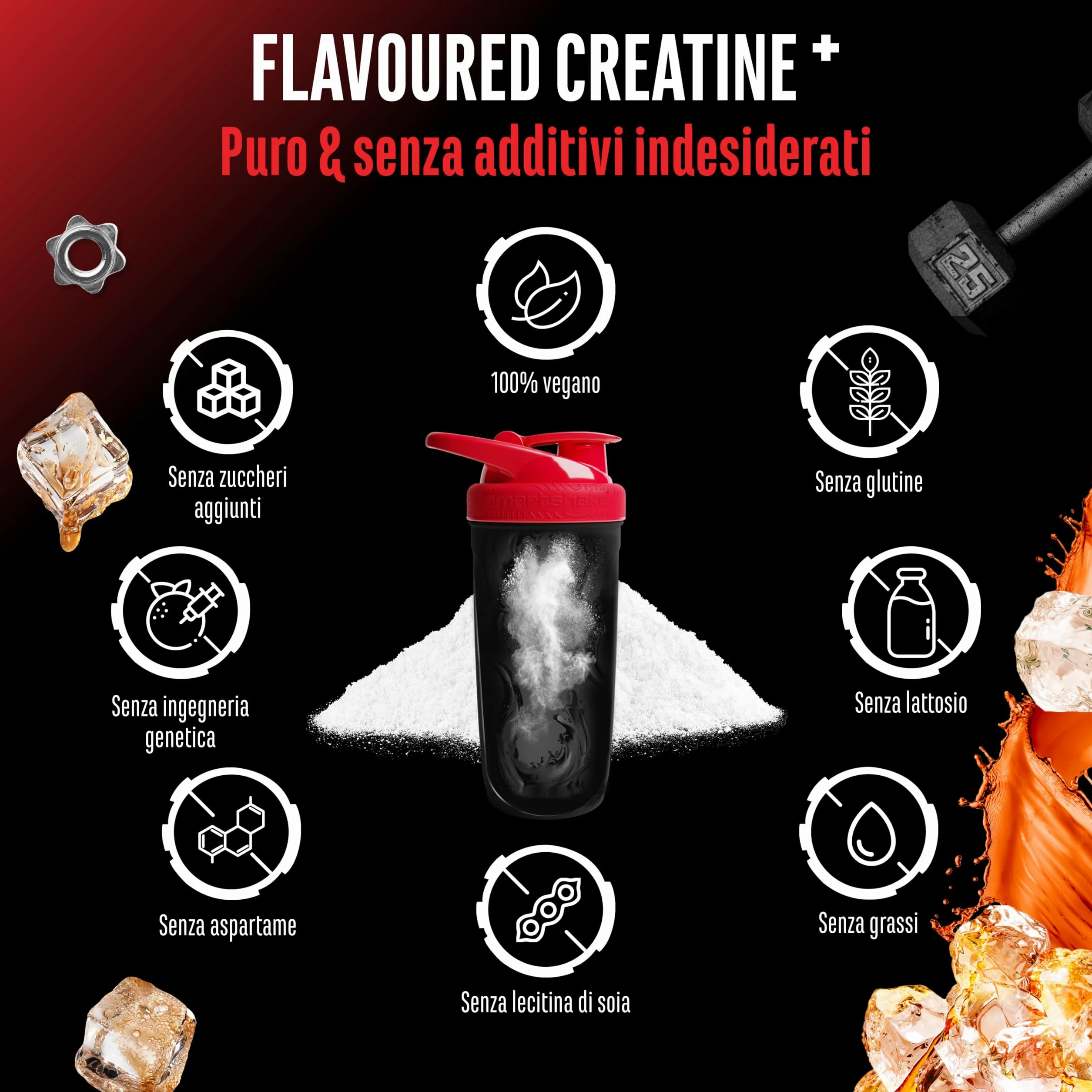 Flavoured Creatine polvere - 550 g - creatina monoidrato + L-taurina - creatina micronizzata aromatizzata - senza zuccheri & ottima solubilità - vegano (Cola)